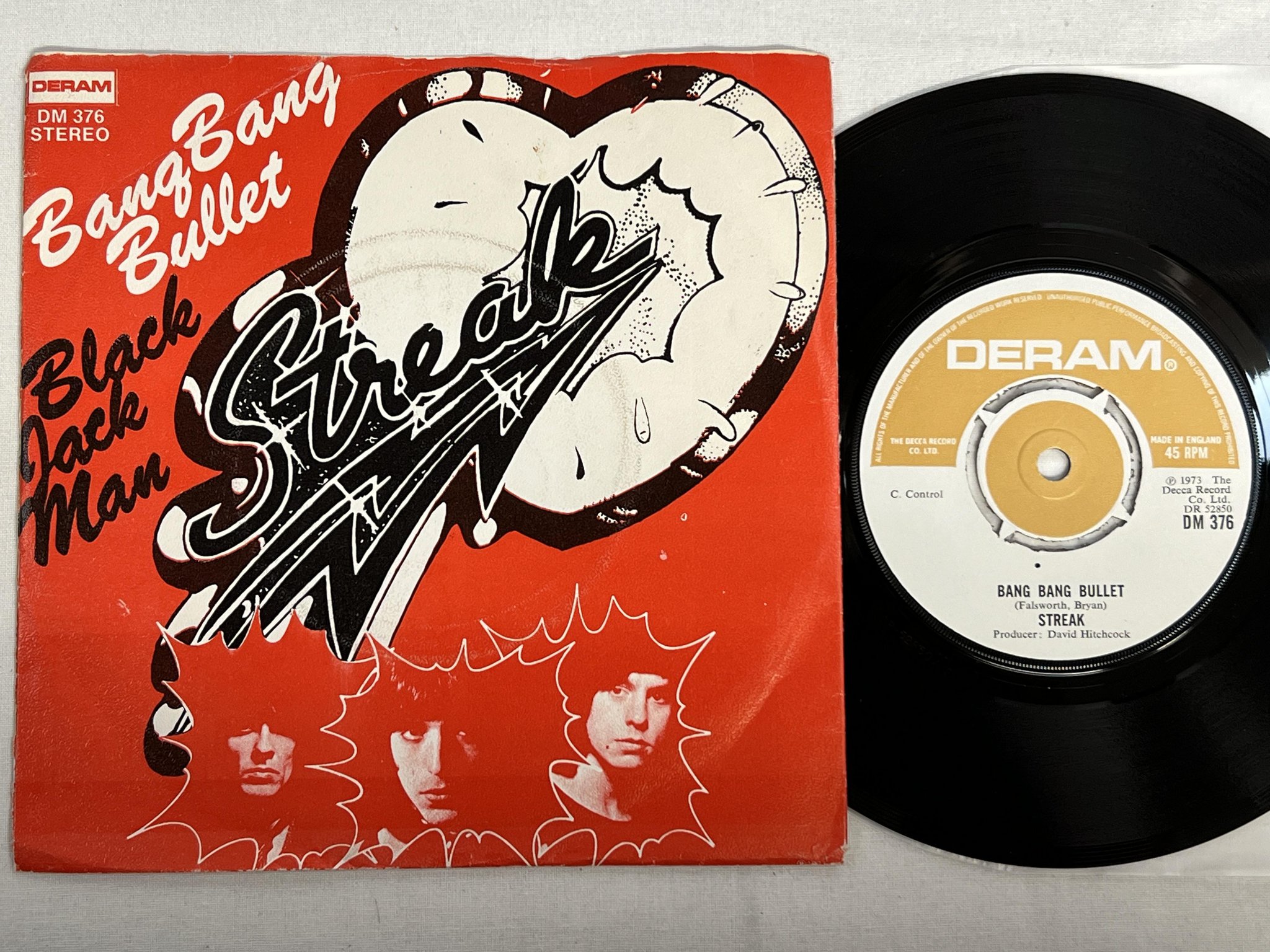 Omslagsbild för skivan STREAK Bang Bang Bullet 7" -73 UK/Swe DERAM DM 376