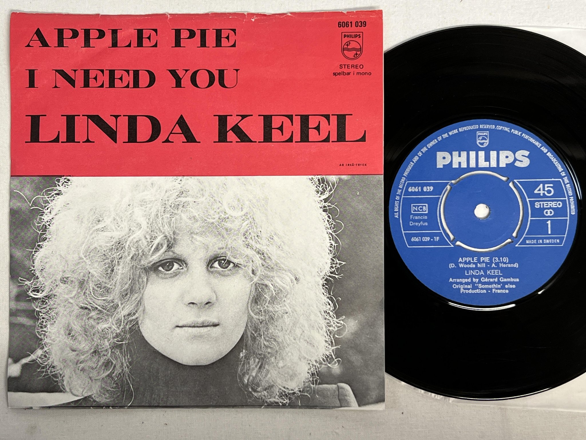 Omslagsbild för skivan LINDA KEEL apple pie 7" -72 Swe PHILIPS 6061 039