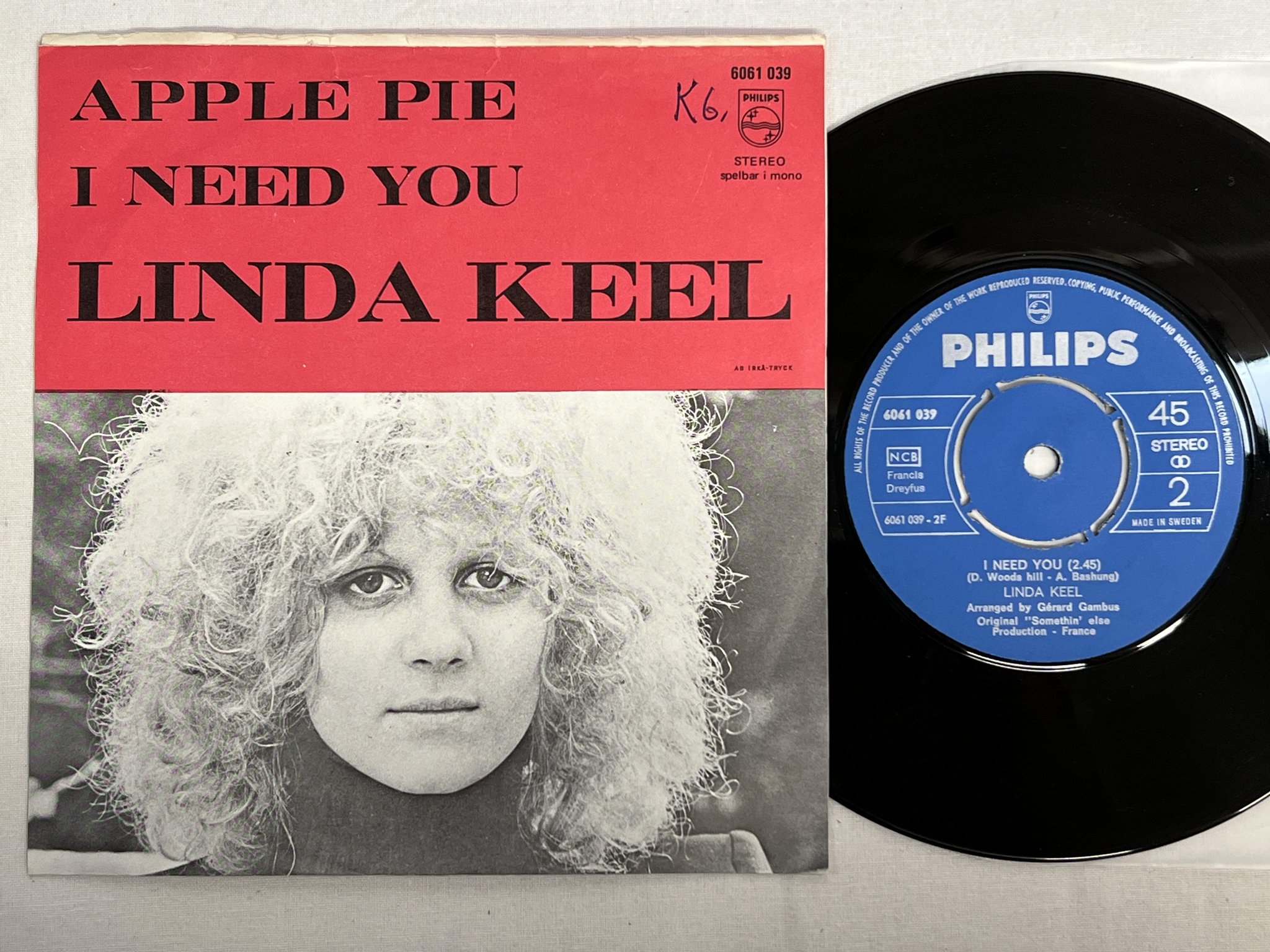 Omslagsbild för skivan LINDA KEEL apple pie 7" -72 Swe PHILIPS 6061 039