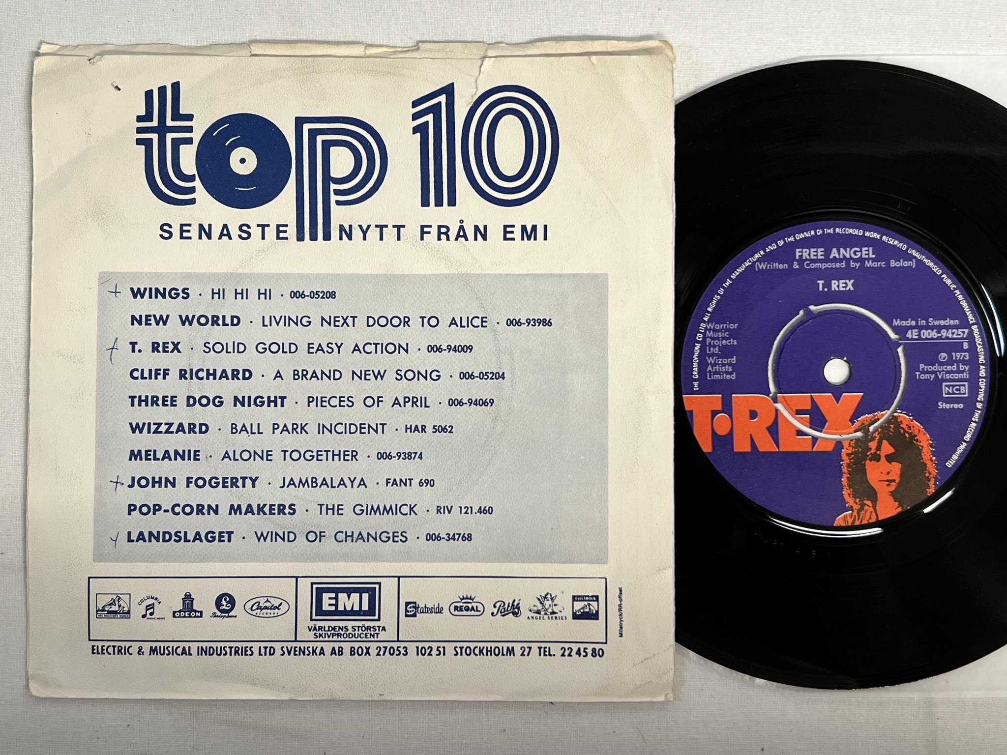 Omslagsbild för skivan T REX  20th Century Boy  7" -73 Swe EMI 4E 006-94257