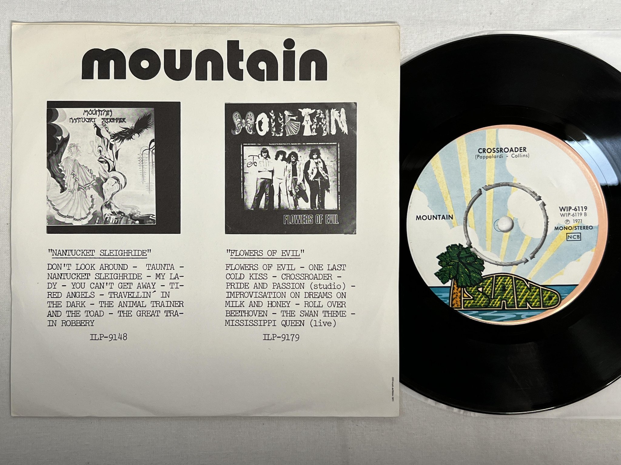 Omslagsbild för skivan MOUNTAIN roll over Beethoven 7" -71 Swe ISLAND WIP 6119 