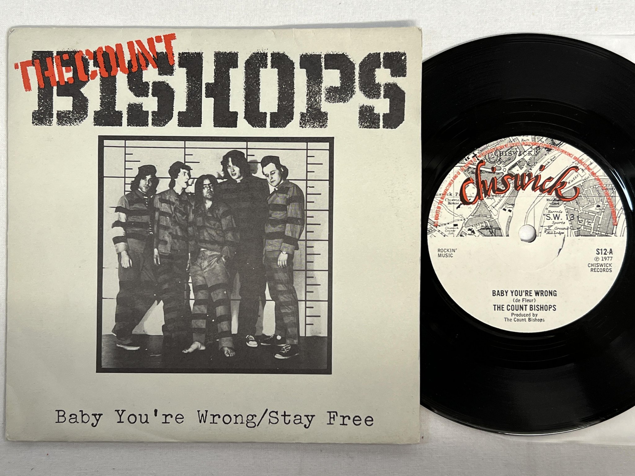 Omslagsbild för skivan THE COUNT BISHOPS baby you're wrong 7" -77 CHISWICK S12