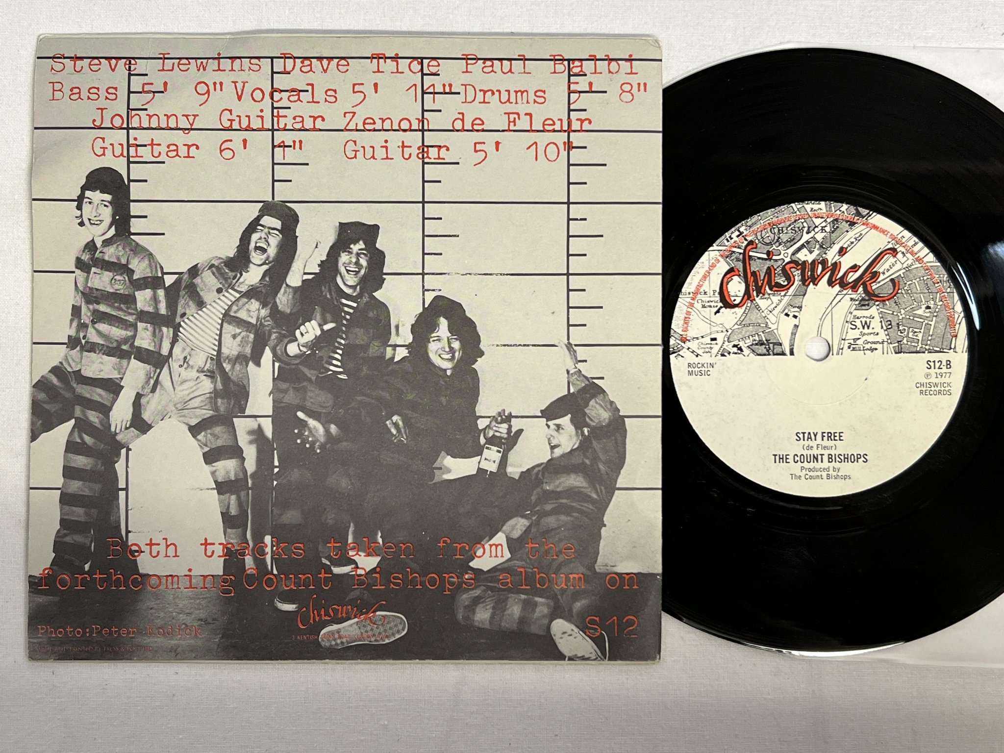 Omslagsbild för skivan THE COUNT BISHOPS baby you're wrong 7" -77 CHISWICK S12