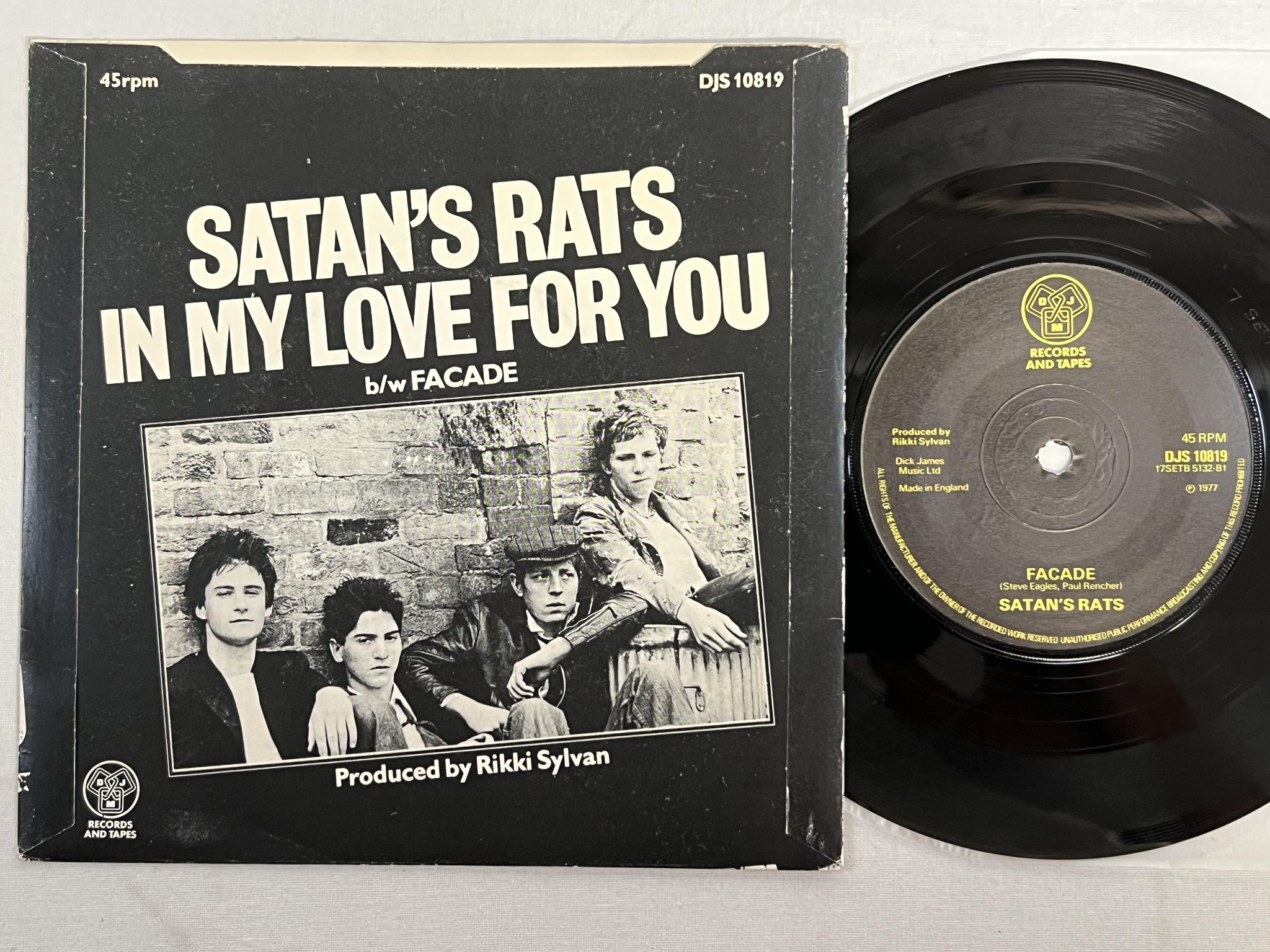 Omslagsbild för skivan SATAN'S RATS in my love for you 7" -77 UK DJM DJS 10819 punk rock