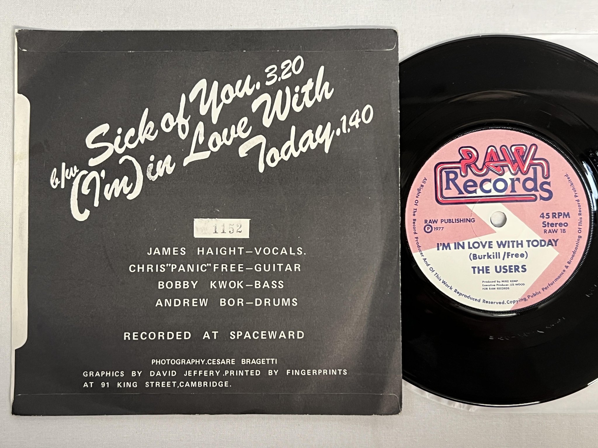 Omslagsbild för skivan THE USERS Sick Of You 7" -77 UK RAW 1 limited Ed #1152 punk