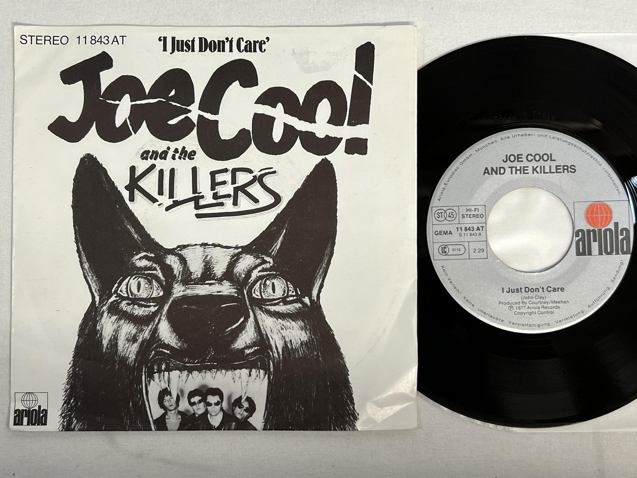 Omslagsbild för skivan JOE COOL AND THE KILLERS  I just don't care 7" -77 Ger ARIOLA 11 843 AT punk