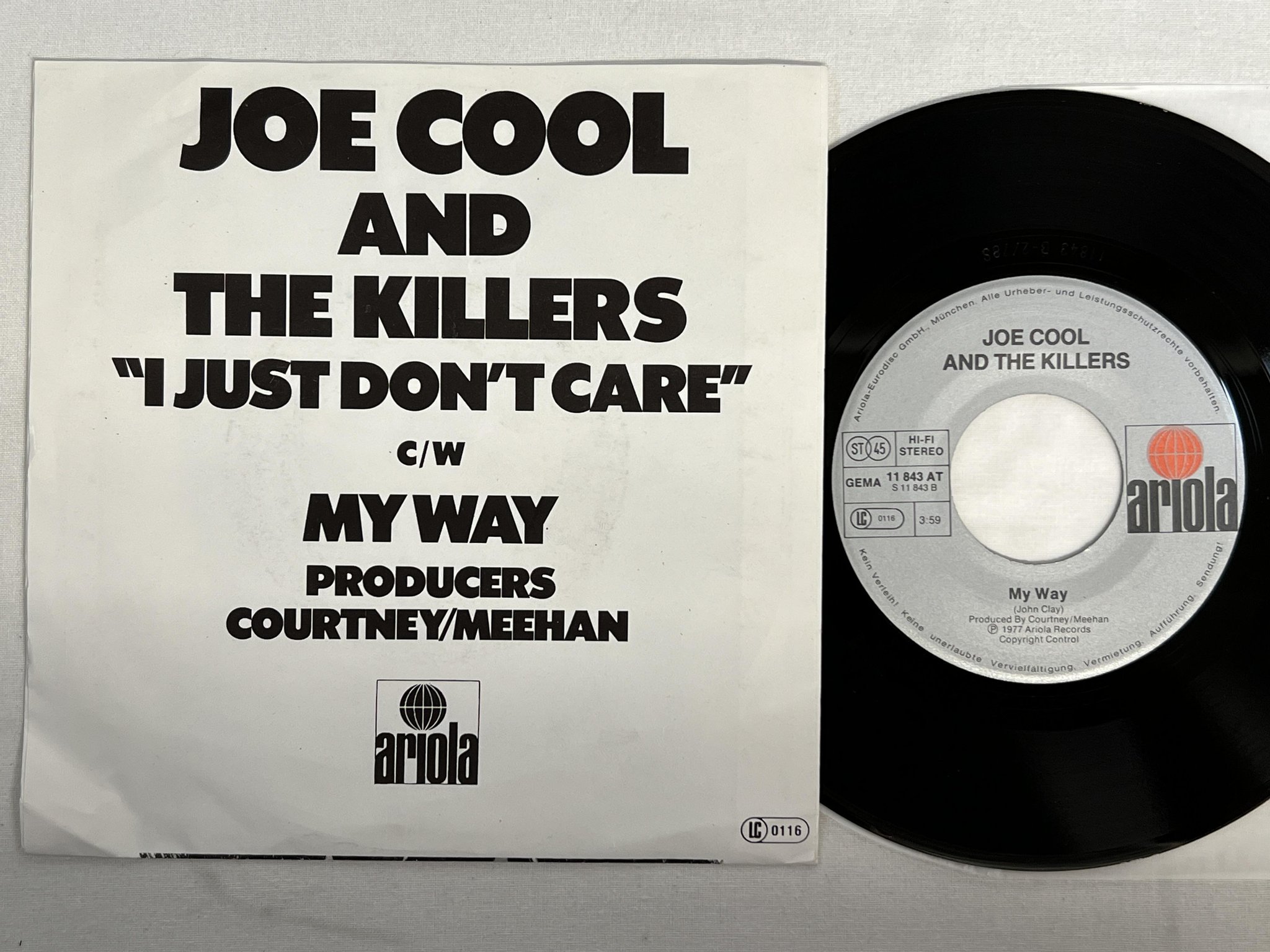 Omslagsbild för skivan JOE COOL AND THE KILLERS  I just don't care 7" -77 Ger ARIOLA 11 843 AT punk