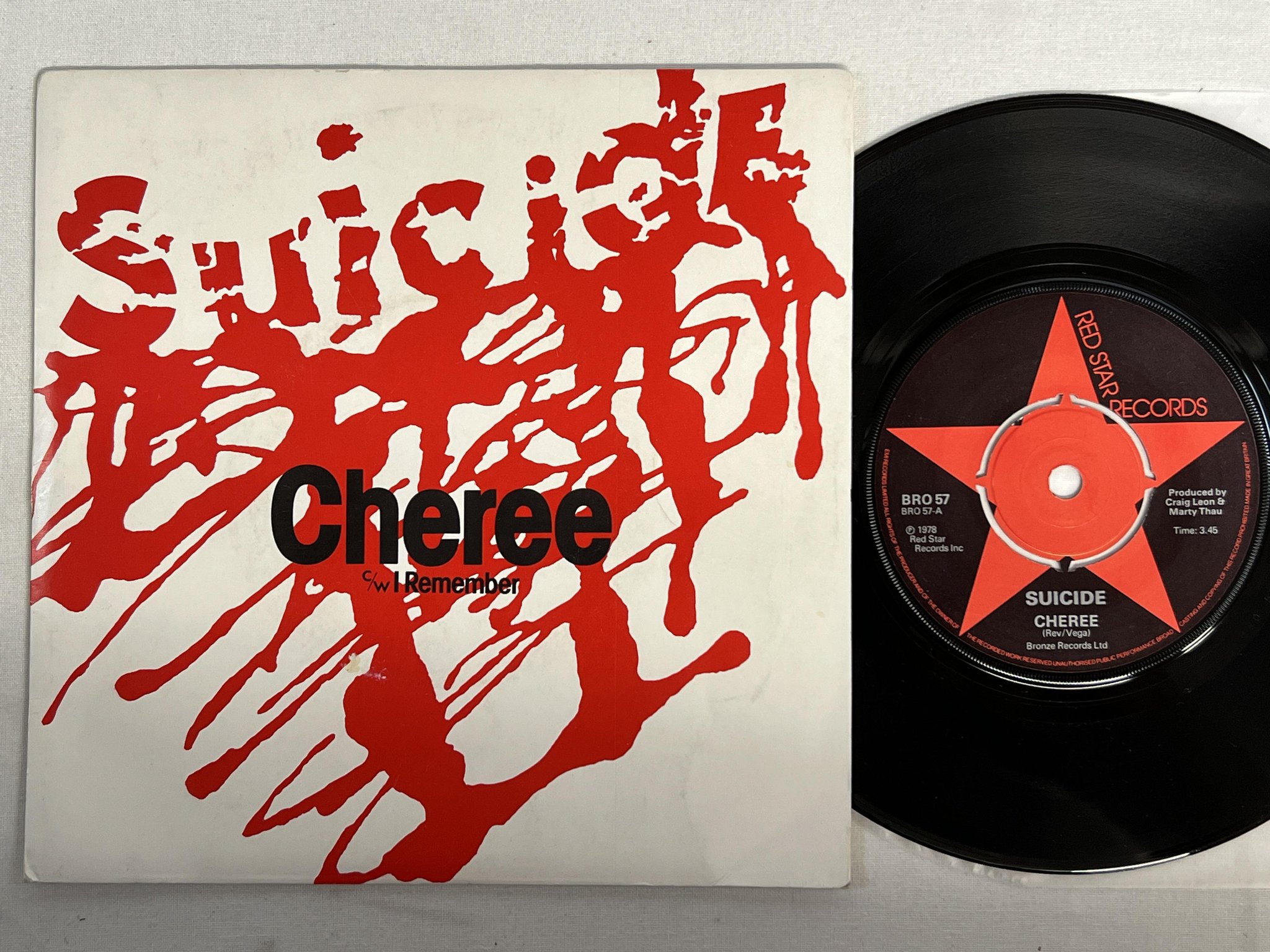 Omslagsbild för skivan SUICIDE cheree   7" -78 UK BRONZE BRO 57 * rare *