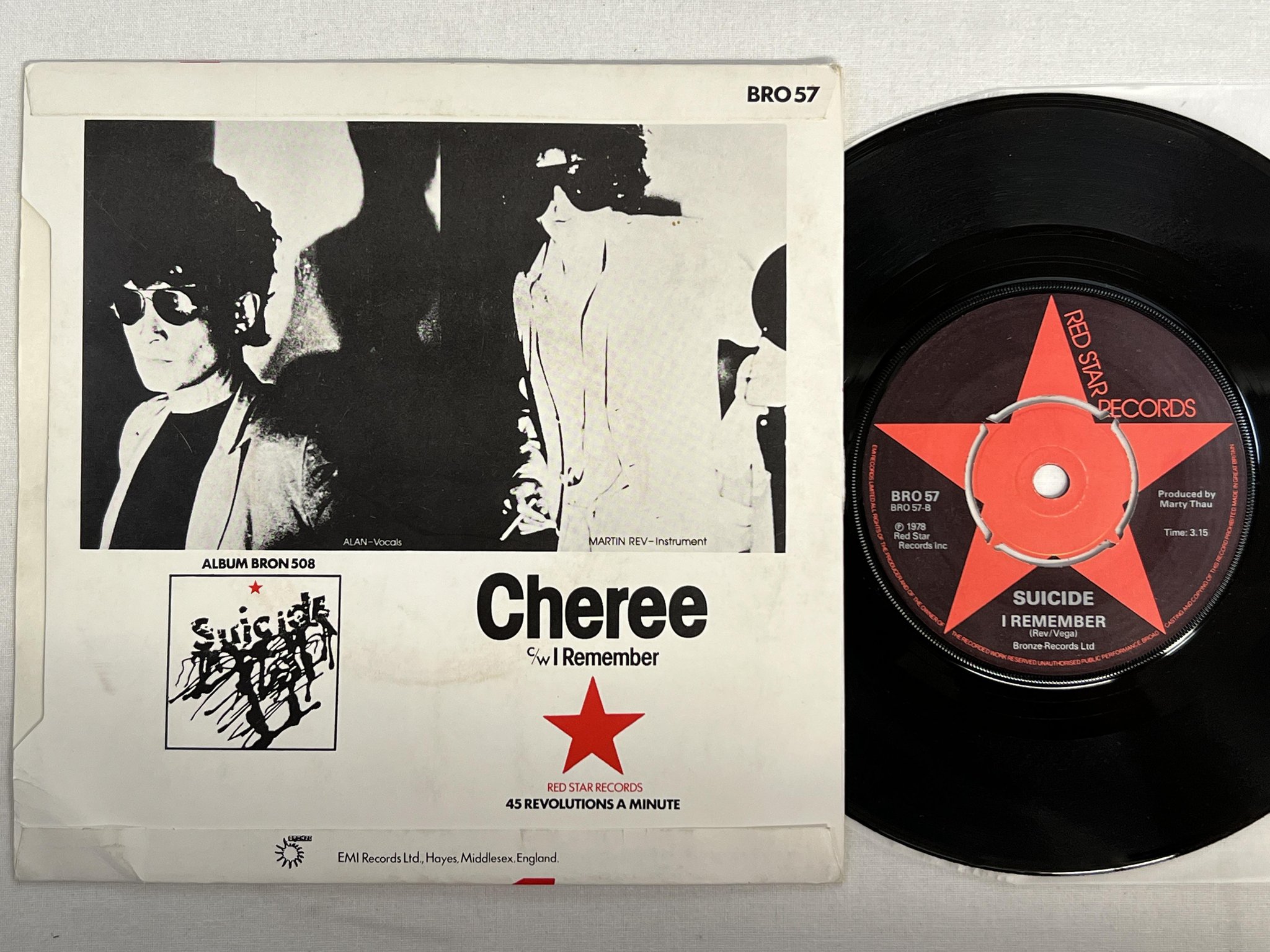 Omslagsbild för skivan SUICIDE cheree   7" -78 UK BRONZE BRO 57 * rare *