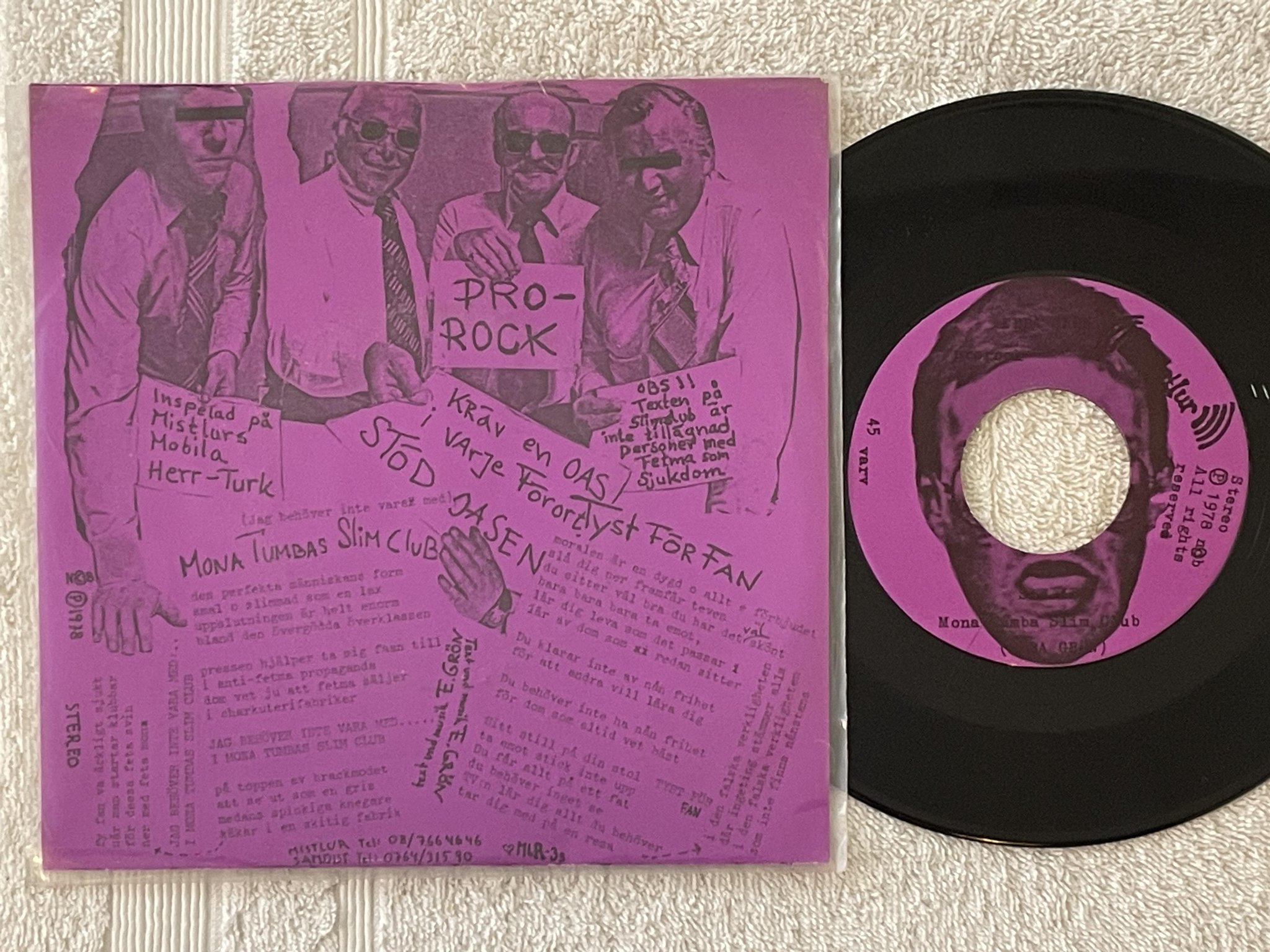 Omslagsbild för skivan EBBA GRÖN prorock 7" -78 MISTLUR MLR-3s "big centre hole" ** RARE **