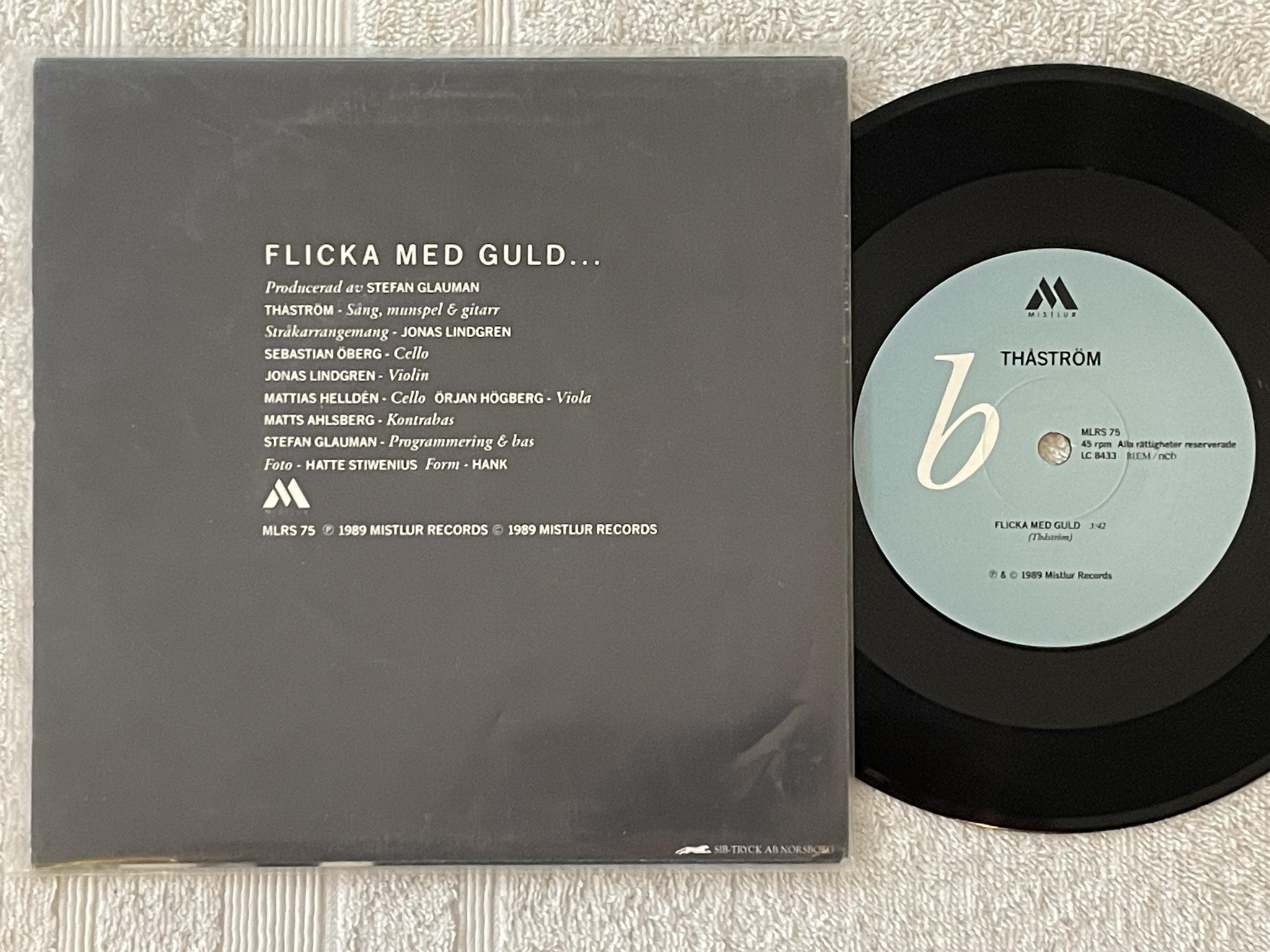 Omslagsbild för skivan THÅSTRÖM flicka med guld  7" -89 Swe MISTLUR MLRS 75