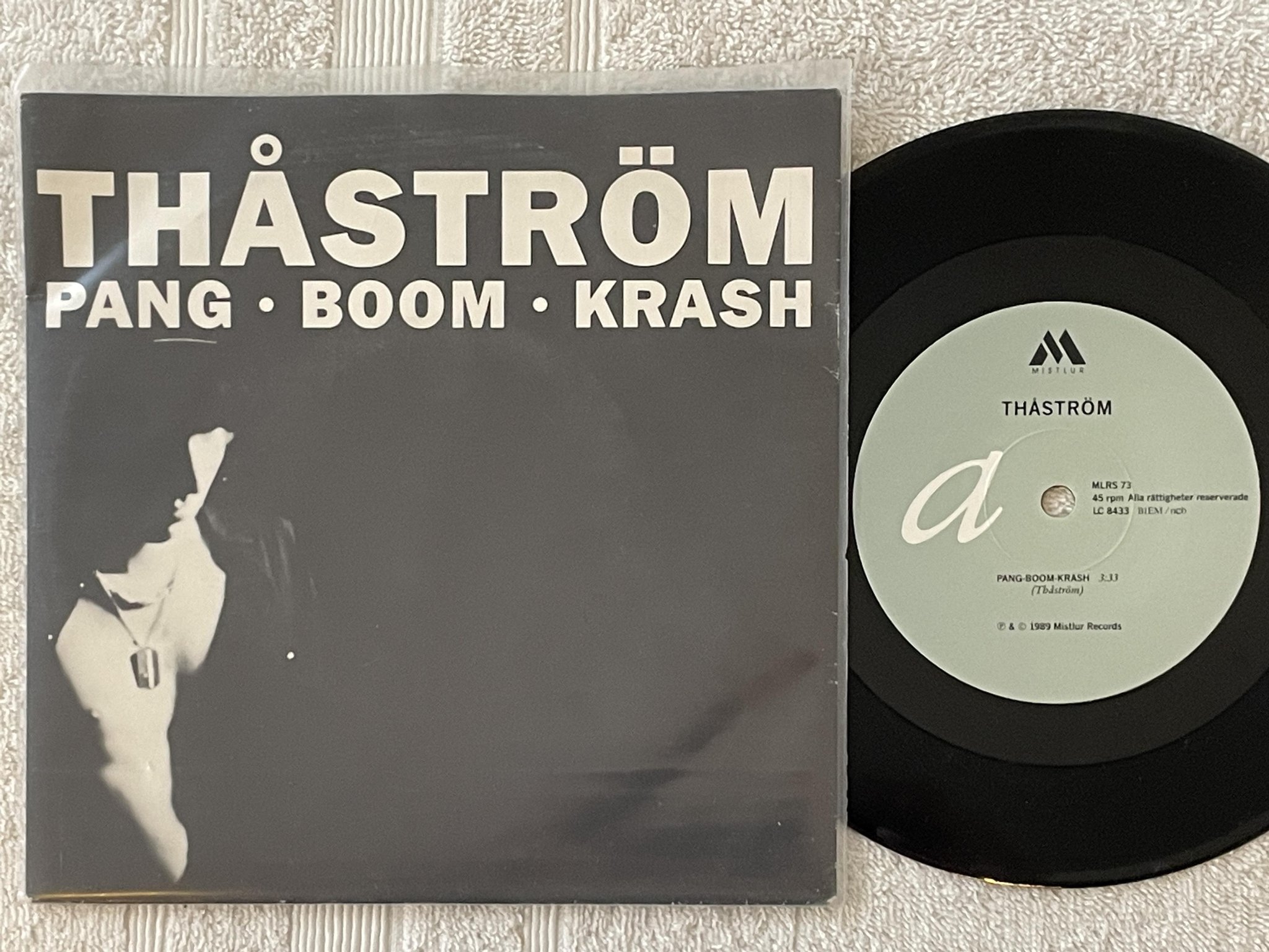 Omslagsbild för skivan THÅSTRÖM pang boom krash  7" -89 Swe MISTLUR MLRS 73