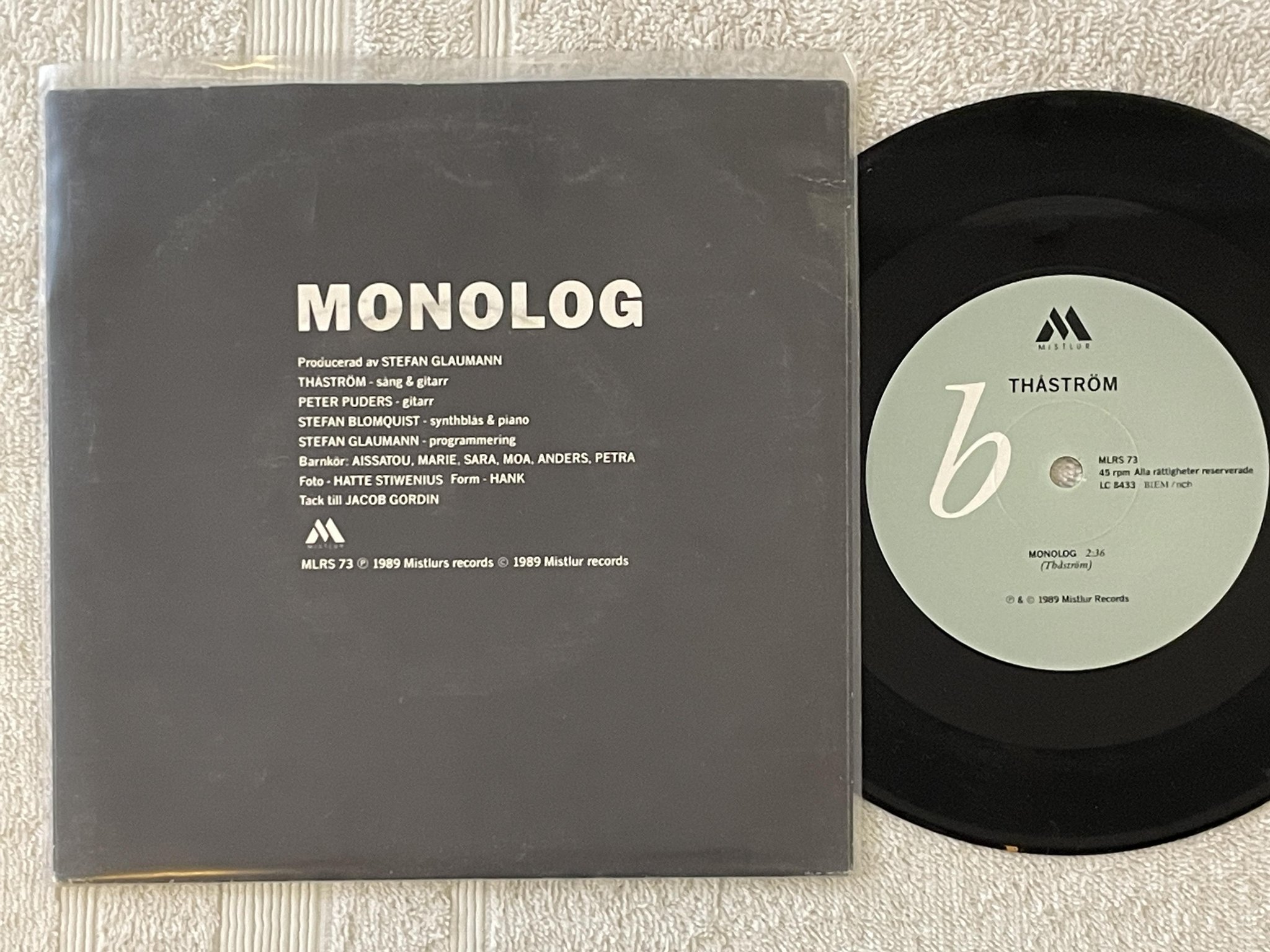 Omslagsbild för skivan THÅSTRÖM pang boom krash  7" -89 Swe MISTLUR MLRS 73