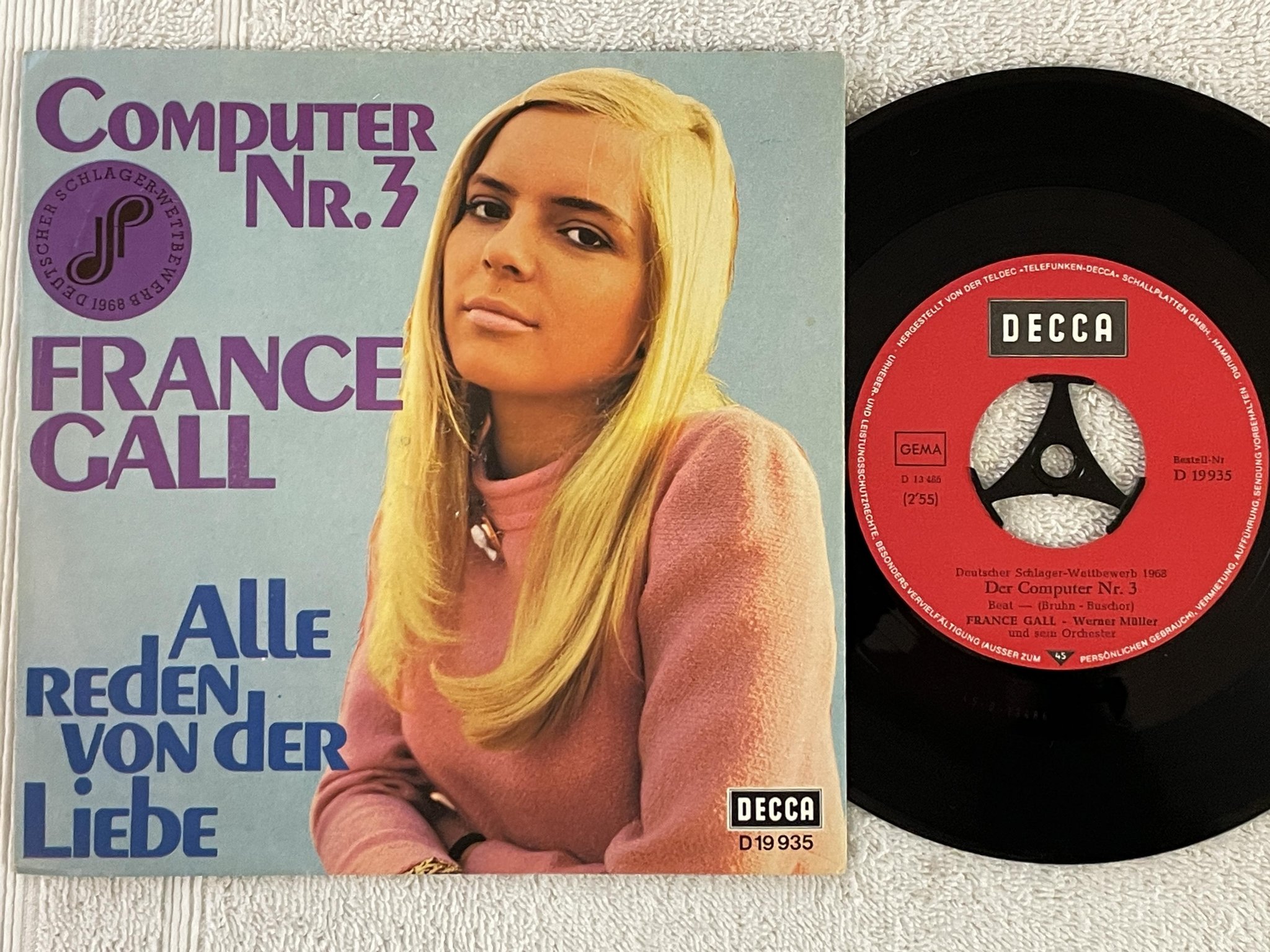 Omslagsbild för skivan FRANCE GALL Computer Nr. 3  7" -68 Ger DECCA D 19935