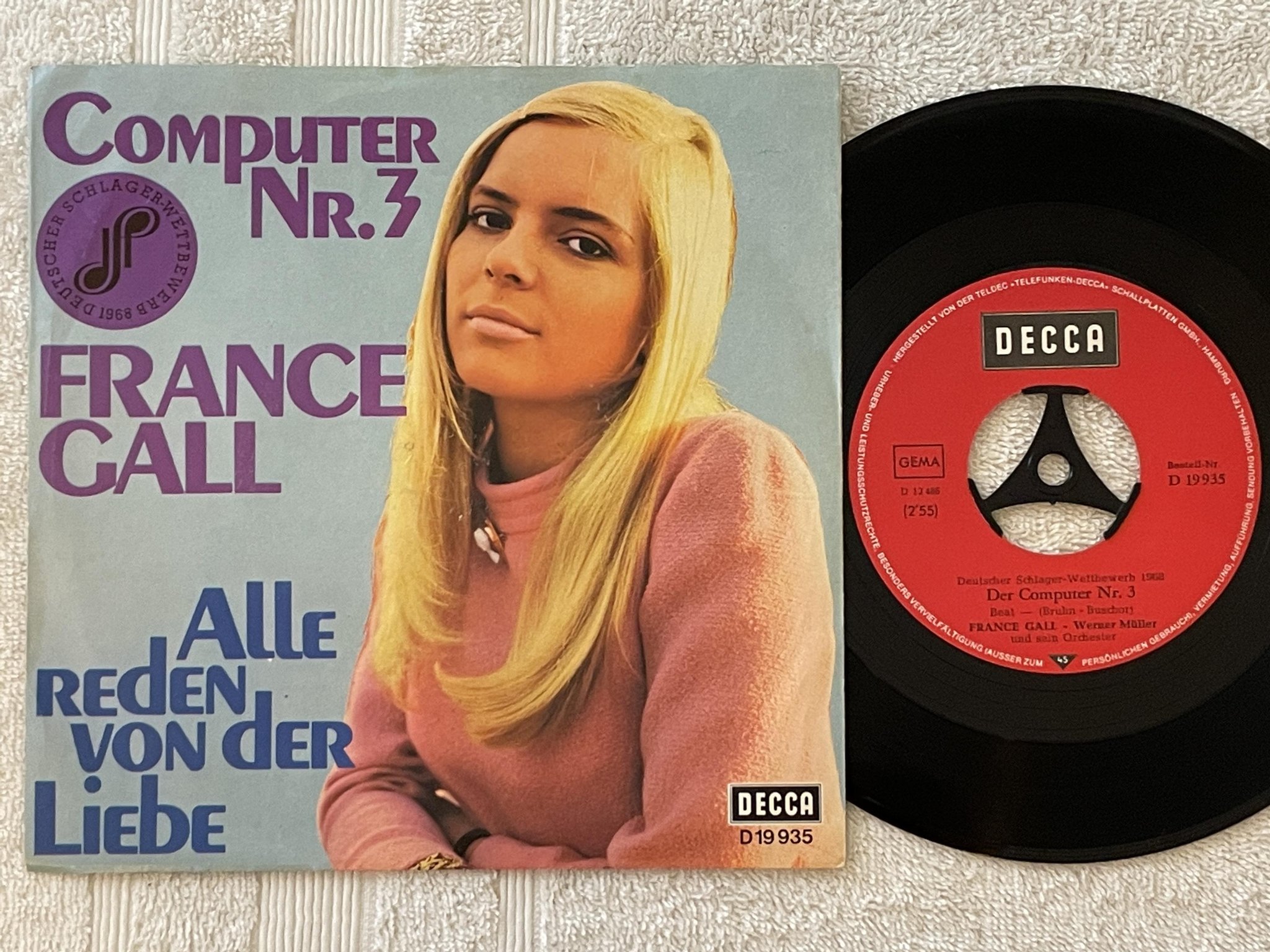 Omslagsbild för skivan FRANCE GALL Computer Nr. 3  7" -68 Ger DECCA D 19935