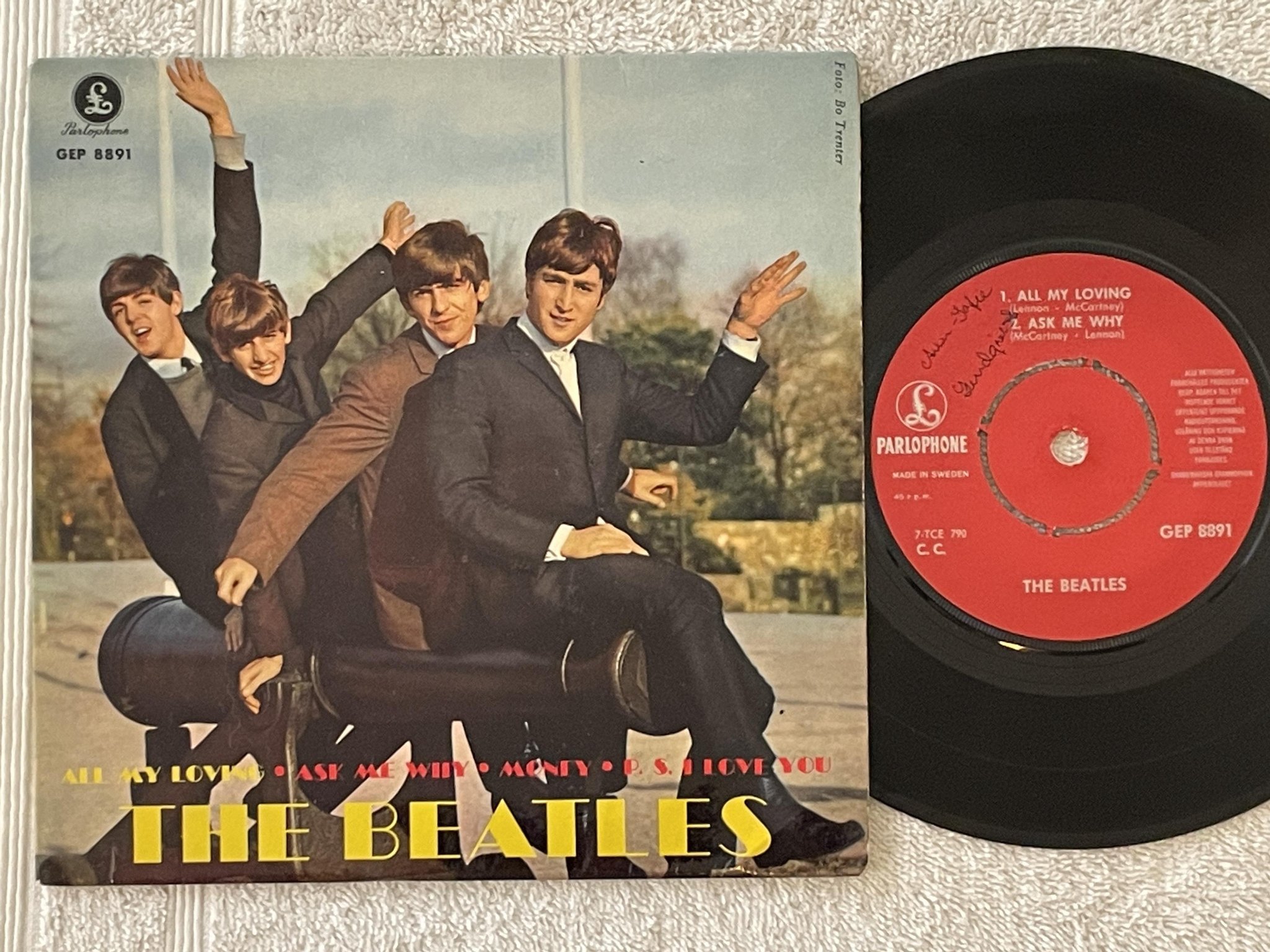 Omslagsbild för skivan THE BEATLES all my loving 7"ep -64 Swe PARLOPHONE GEP 8891 ** mega rare **