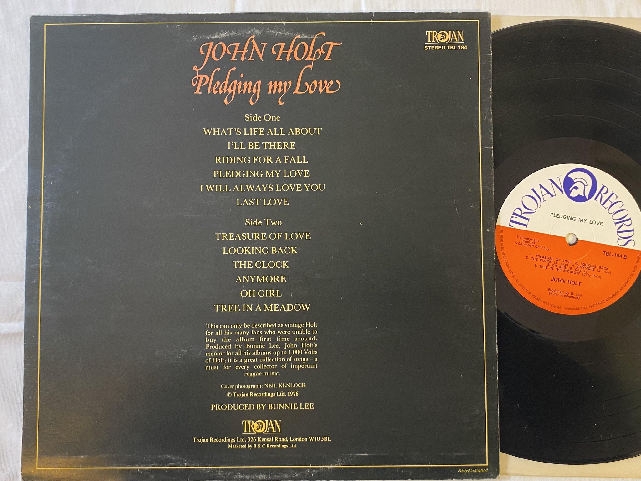 Omslagsbild för skivan JOHN HOLT pledging my love LP -72 UK TROJAN TBL-184