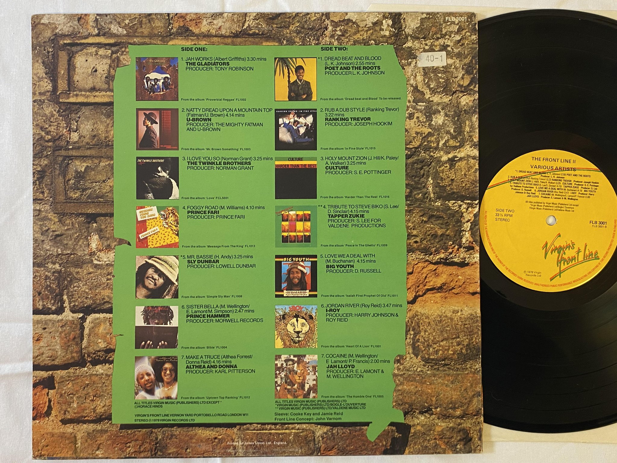 Omslagsbild för skivan V/A the front line II  LP -78 UK FRONT LINE FLB 3001 reggae