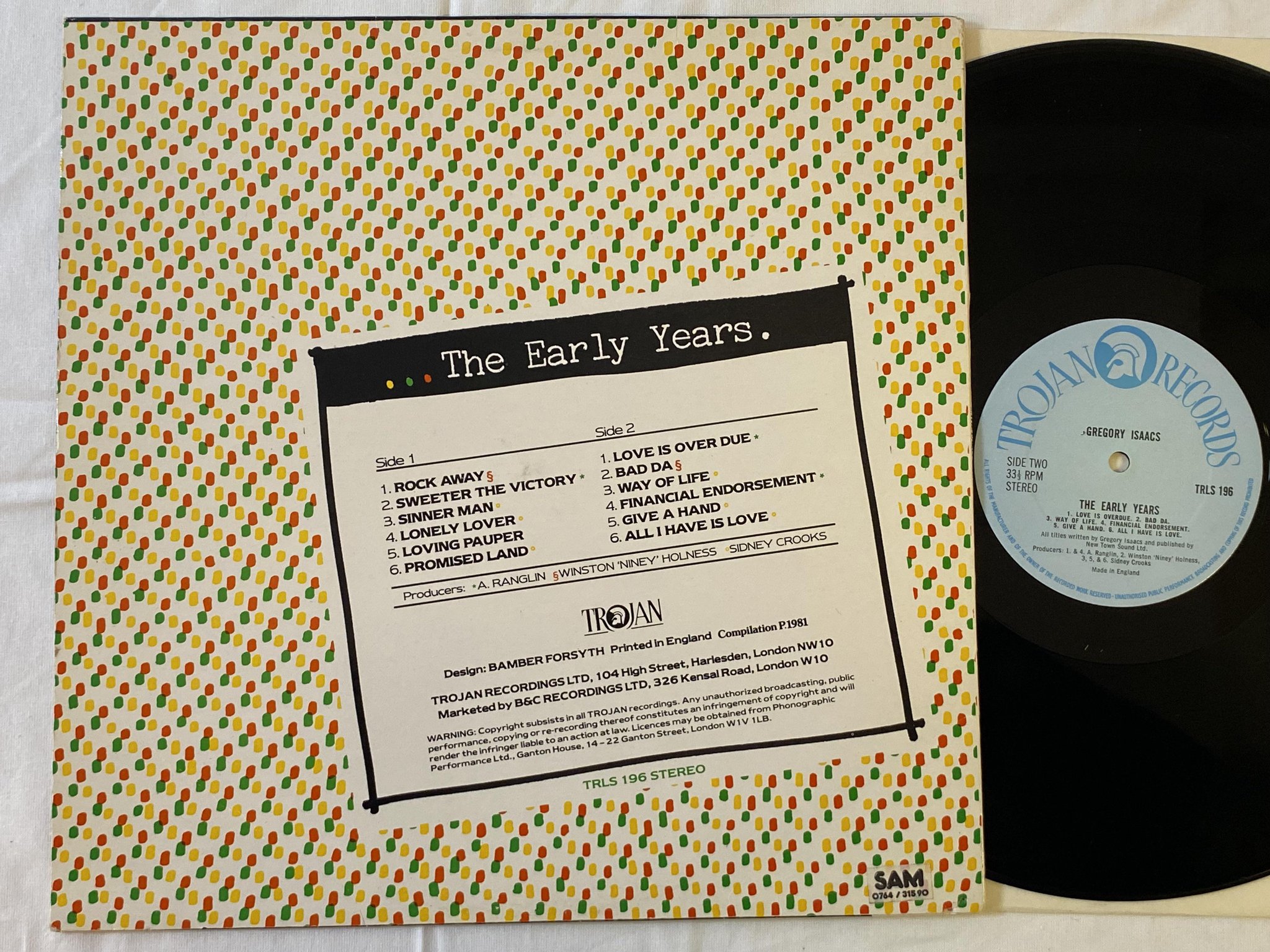 Omslagsbild för skivan GREGORY ISAACS the early years LP UK TROJAN TRLS 196
