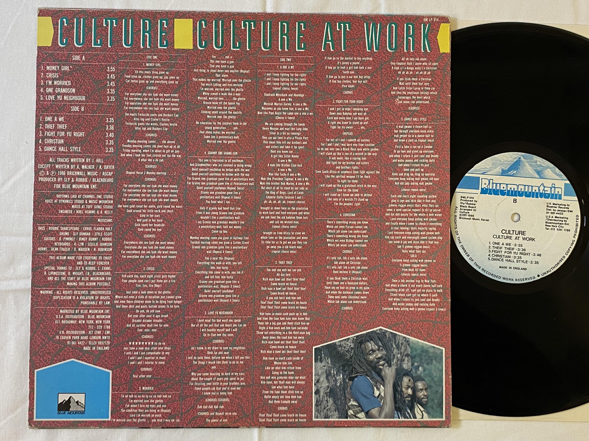 Omslagsbild för skivan CULTURE culture at work LP -86 BLUEMOUNTAIN BWLP 014