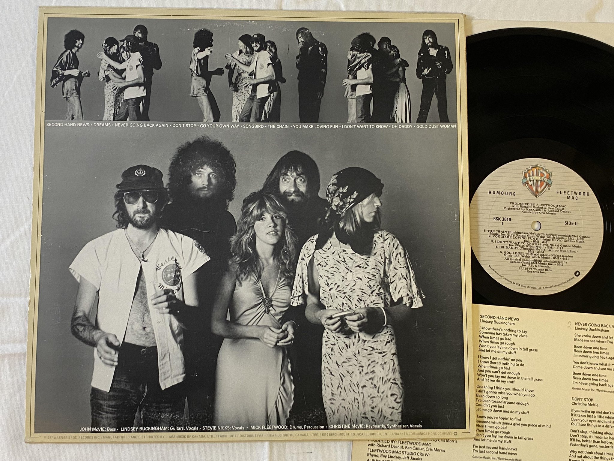 Omslagsbild för skivan FLEETWOOD MAC rumours LP -77 Can WARNER BROS BSK 3010
