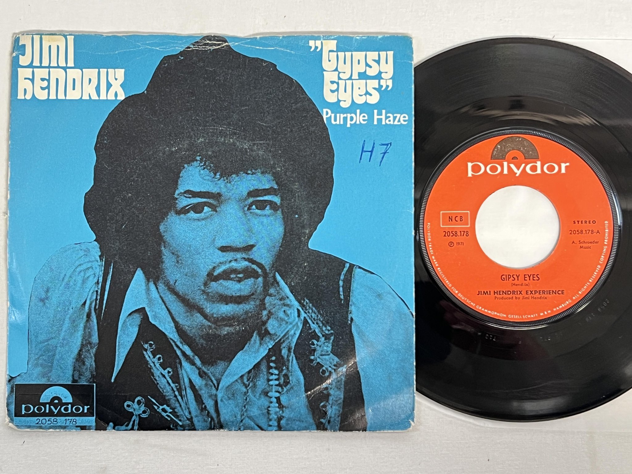 Omslagsbild för skivan JIMI HENDRIX gypsy eyes 7" -71 Norway POLYDOR 2058178