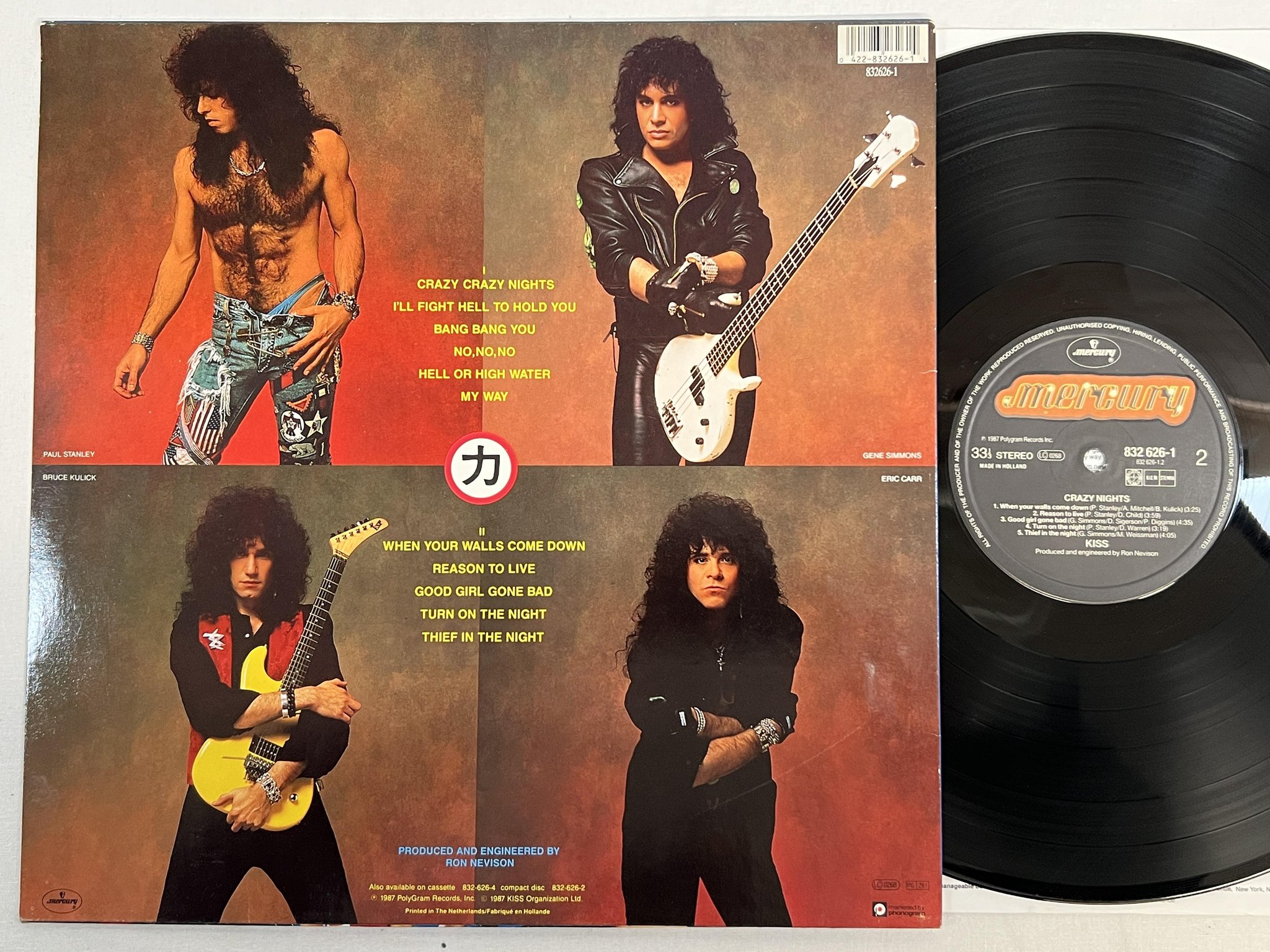 Omslagsbild för skivan KISS crazy nights  LP -87 Hol MERCURY 832 626-1