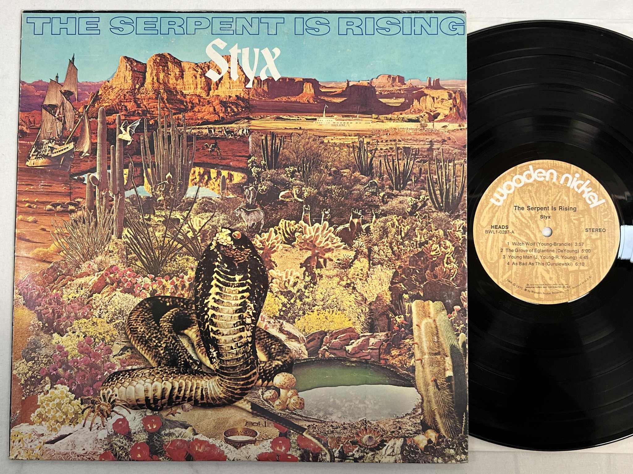 Omslagsbild för skivan STYX the serpent is rising LP US WOODEN NICKEL BWL1-0287