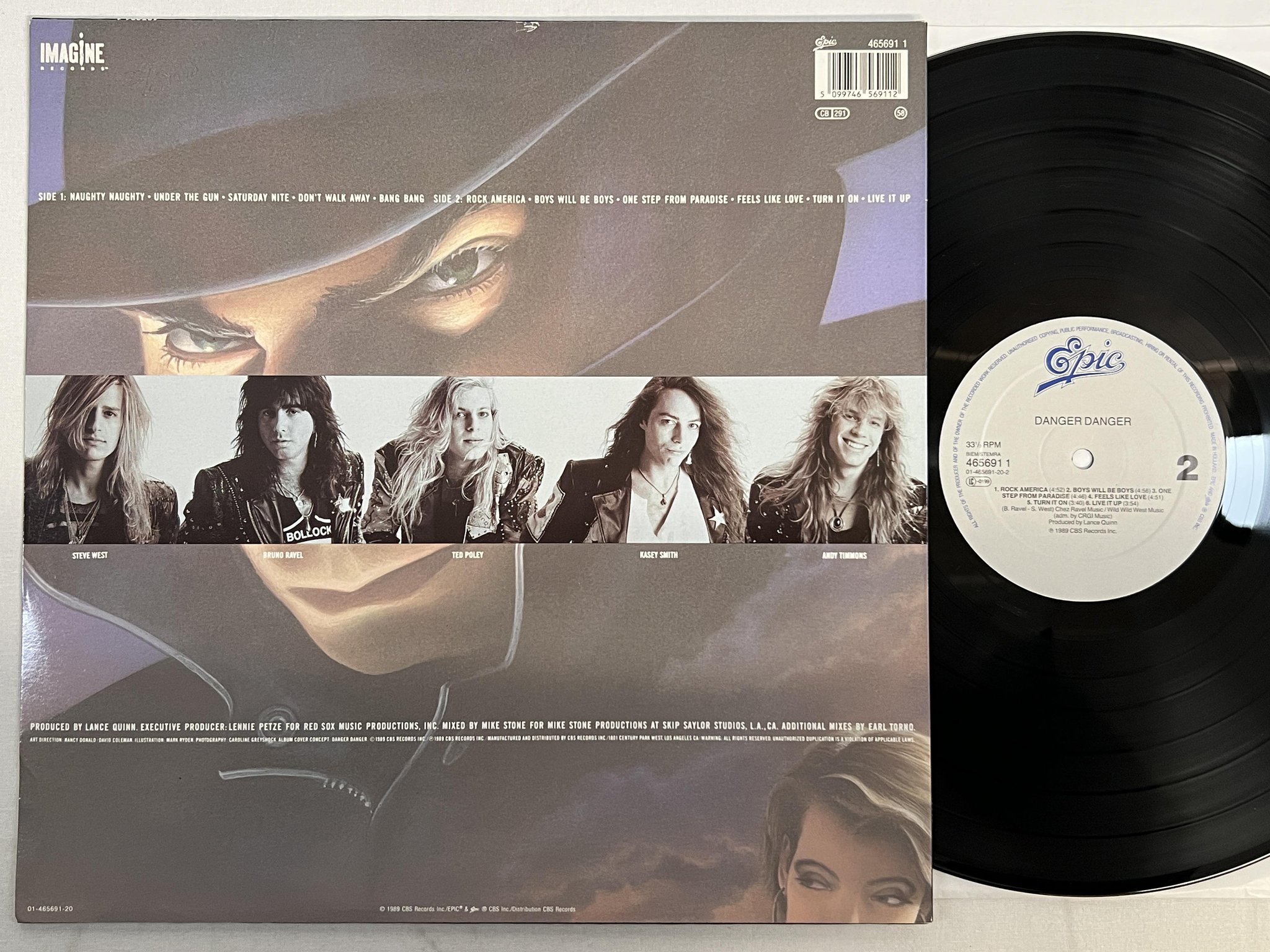 Omslagsbild för skivan DANGER DANGER s/t LP -89 IMAGINE 465691 1  ** R A R E **