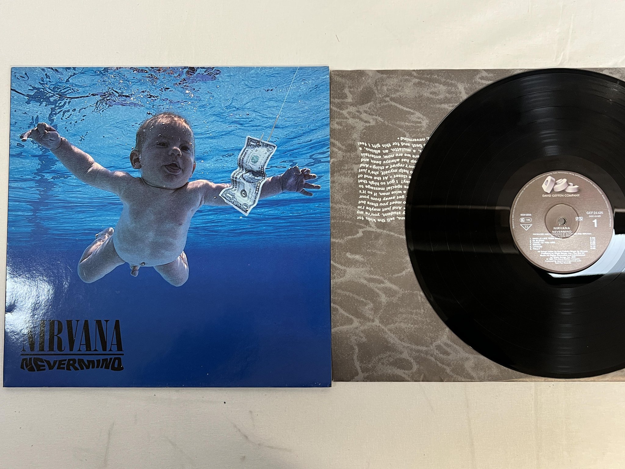 Omslagsbild för skivan NIRVANA nevermind LP -91 Ger GEFFEN GEF 24425 ** huge classic **