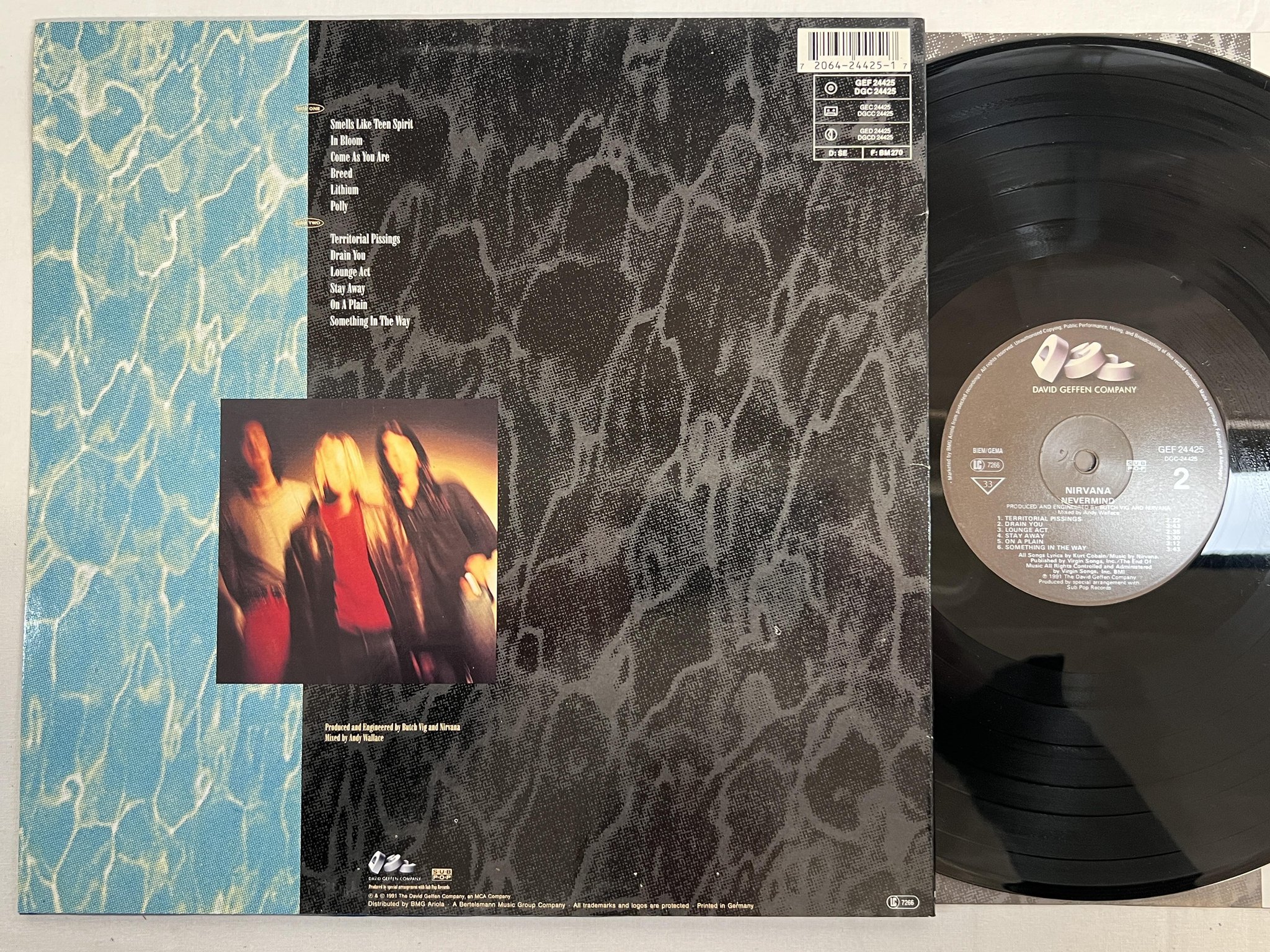 Omslagsbild för skivan NIRVANA nevermind LP -91 Ger GEFFEN GEF 24425 ** huge classic **