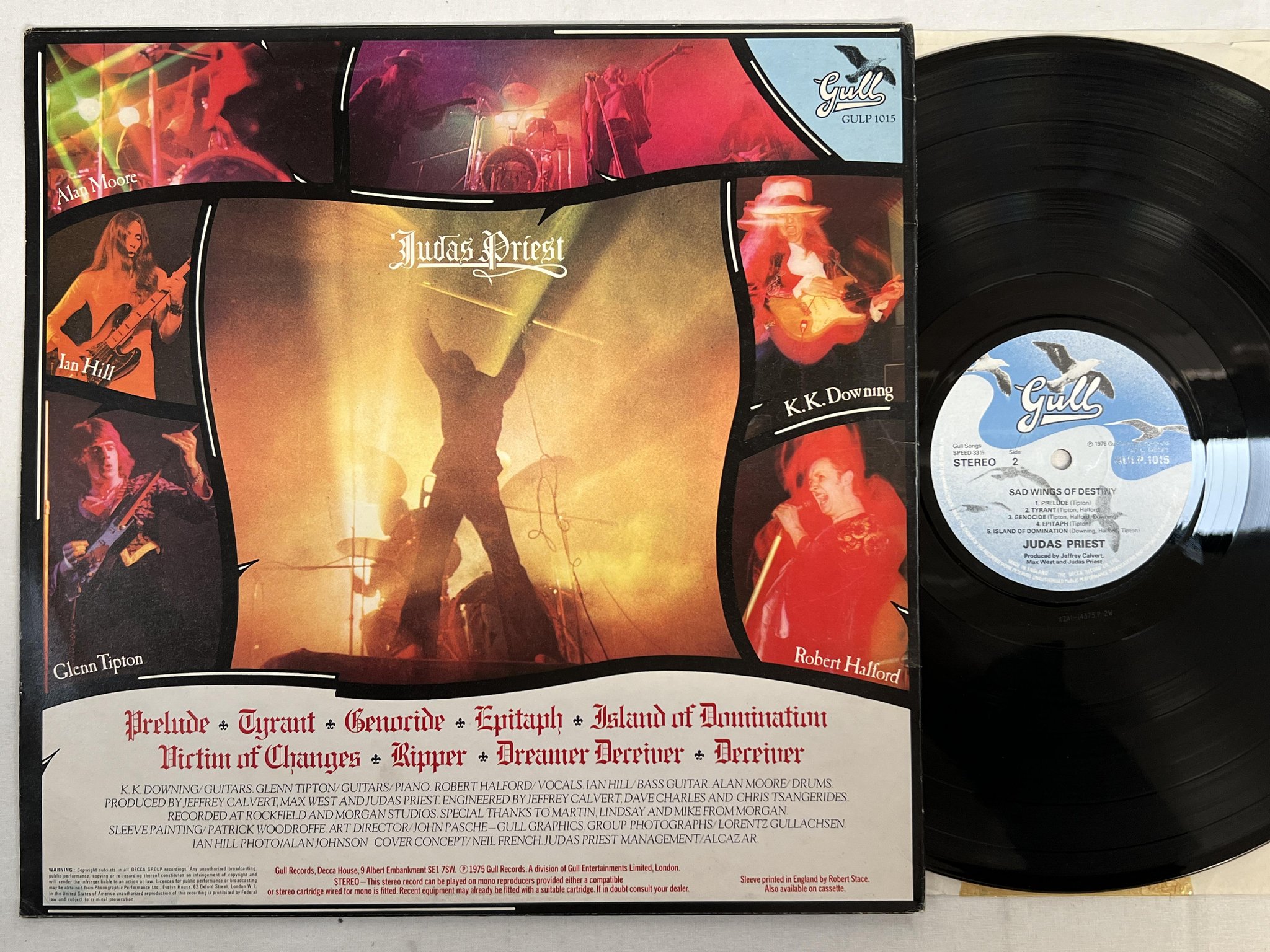 Omslagsbild för skivan JUDAS PRIEST sad wings of destiny LP -76 UK GULL GULP 1015
