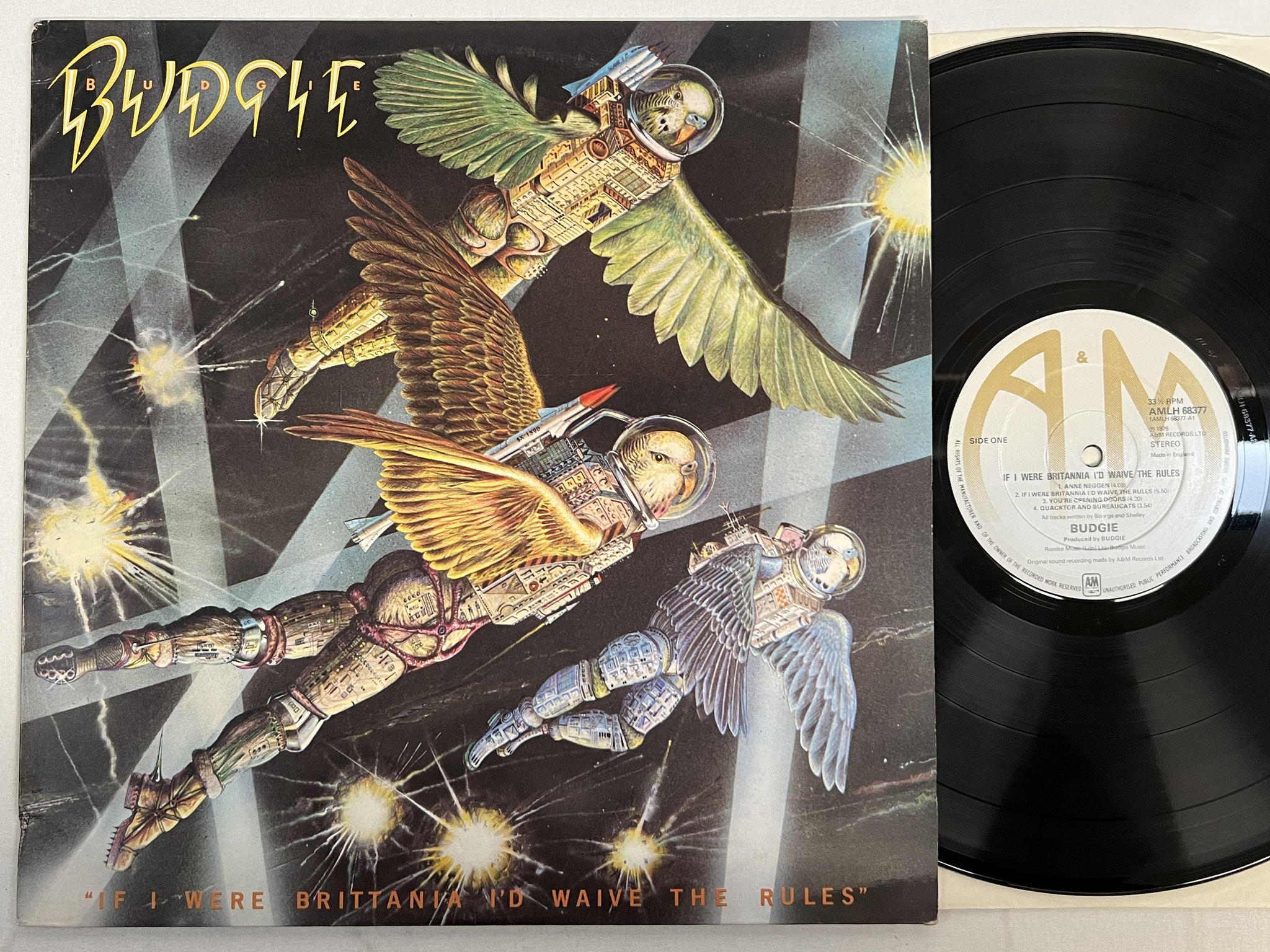 Omslagsbild för skivan BUDGIE if you were britannia I'd waive the rules LP -76 UK A&M AMLH 68377