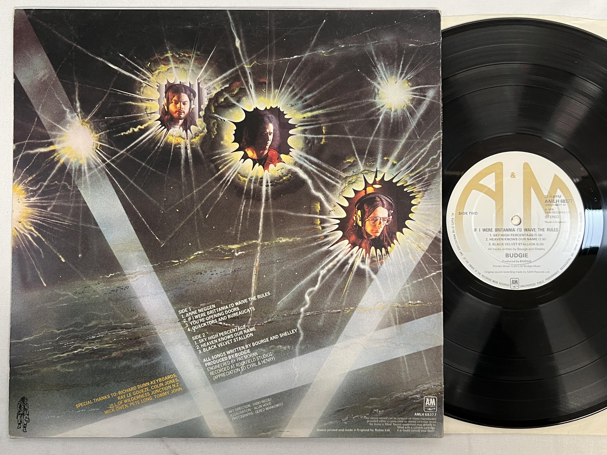 Omslagsbild för skivan BUDGIE if you were britannia I'd waive the rules LP -76 UK A&M AMLH 68377