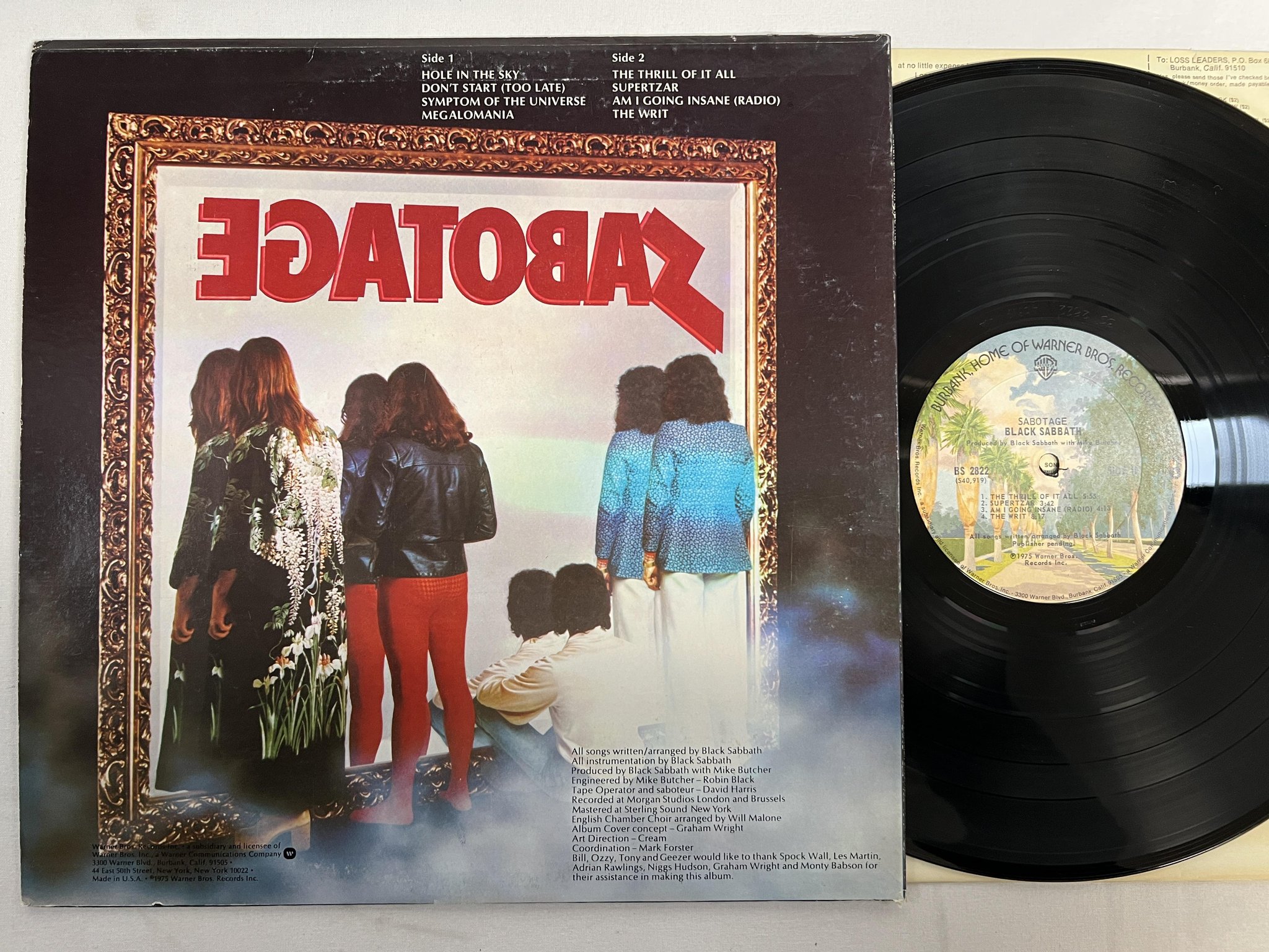 Omslagsbild för skivan BLACK SABBATH sabotage LP -75 US WARNER BS 2822