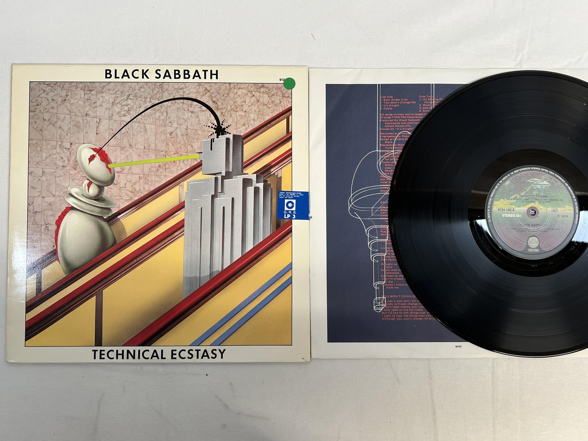Omslagsbild för skivan BLACK SABBATH technical ecstasy LP -76 NCB vertigo 9124 100