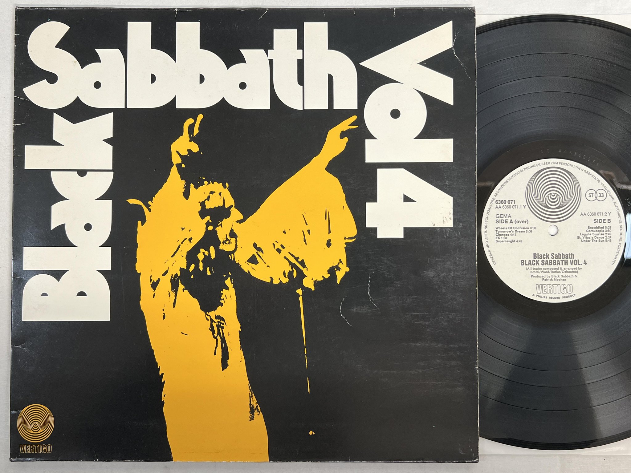 Omslagsbild för skivan BLACK SABBATH vol 4 LP -72 Ger VERTIGO large swirl 6360 071 