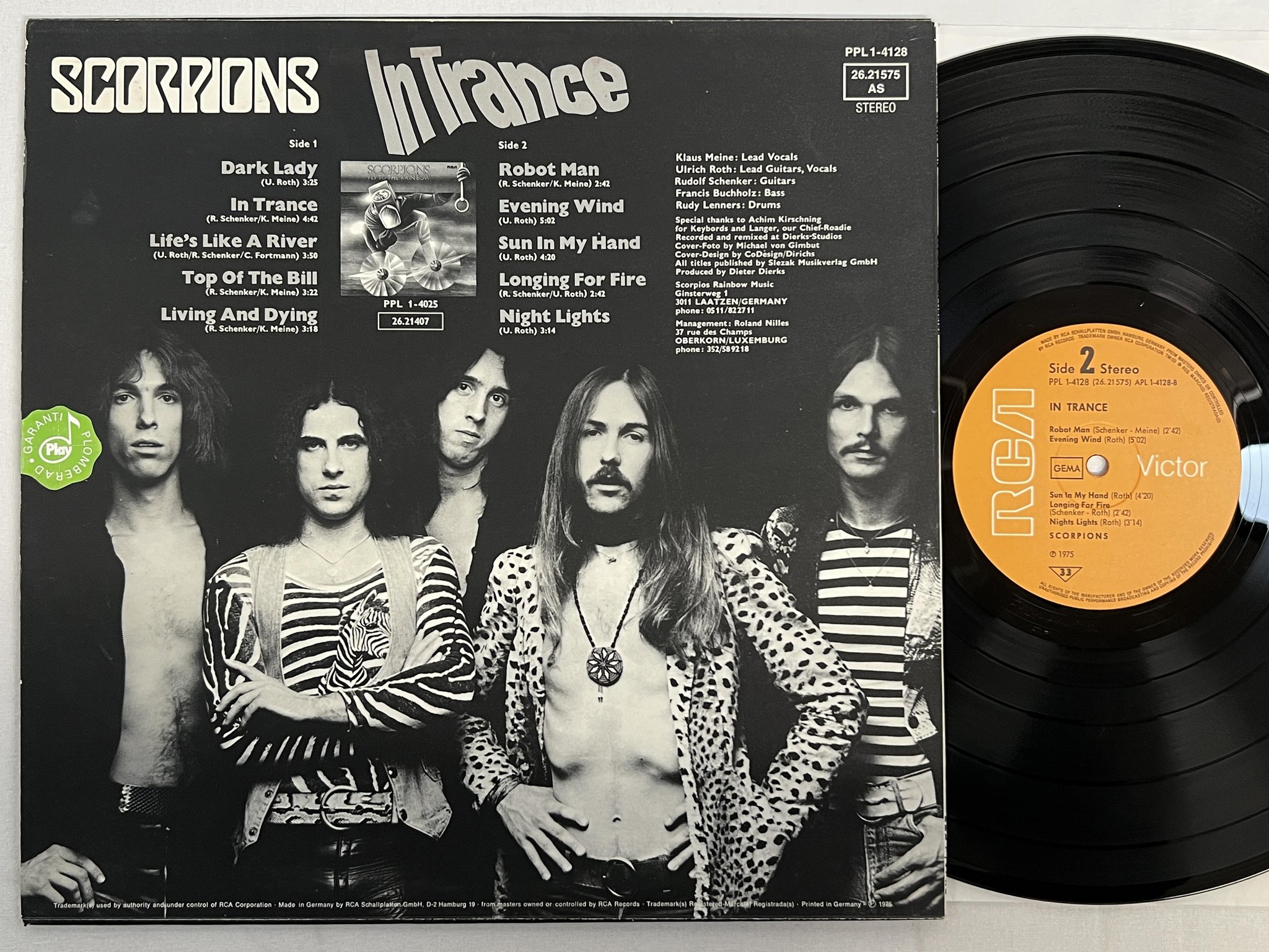 Omslagsbild för skivan SCORPIONS in trance LP -75 Ger RCA PPL 1-4128
