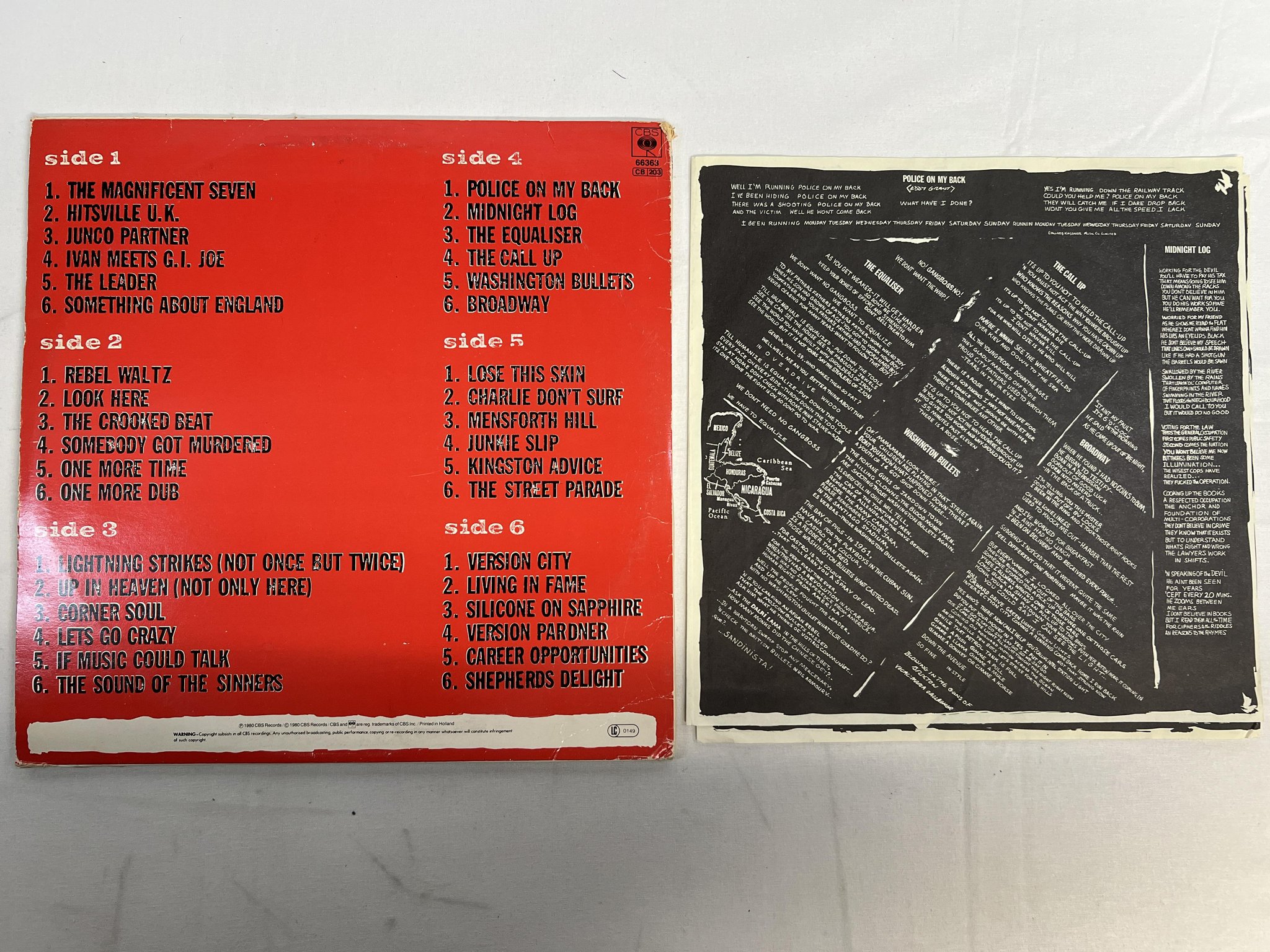 Omslagsbild för skivan THE CLASH sandinista ! 3xLP -80 Hol CBS 66363