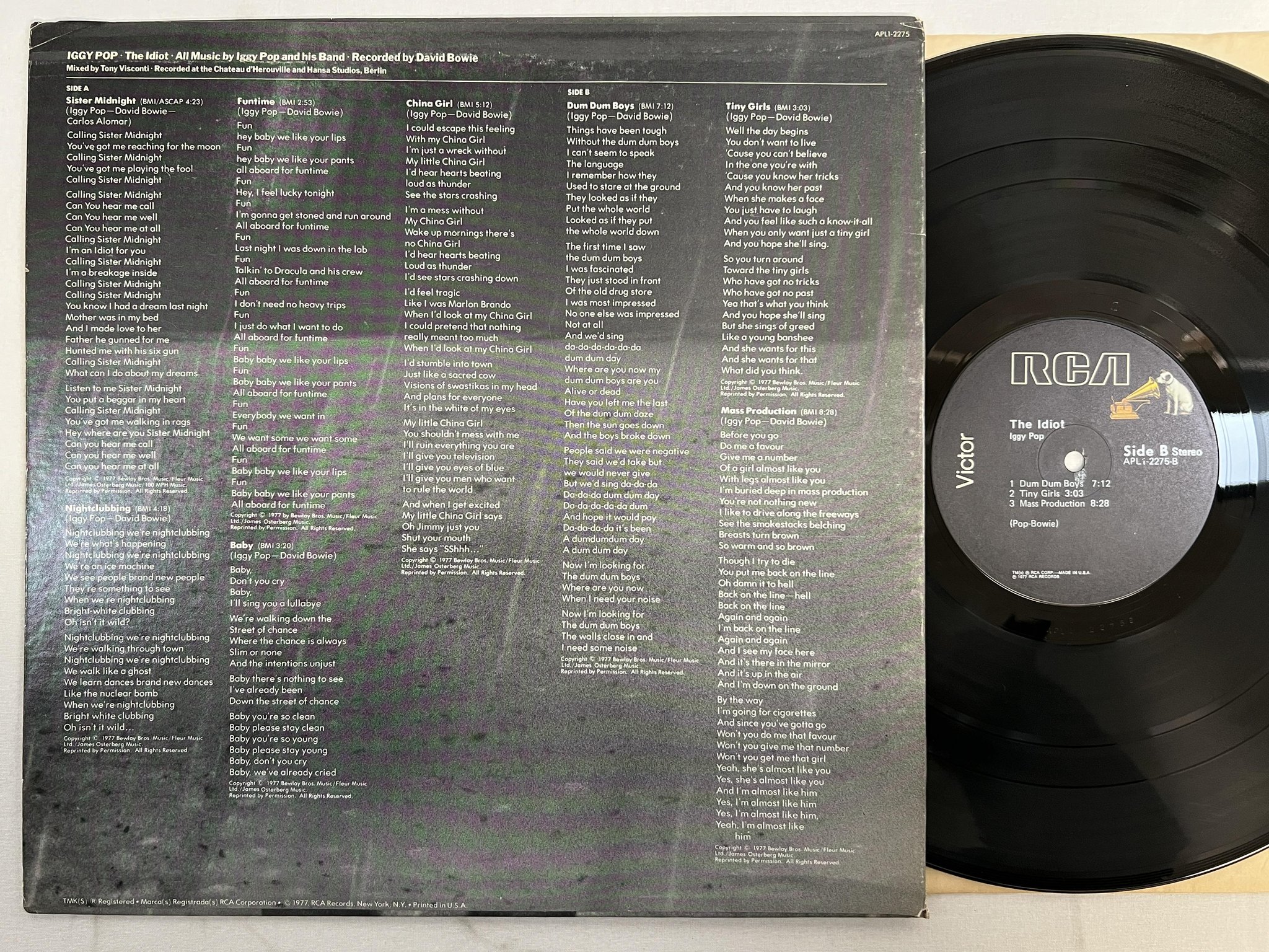 Omslagsbild för skivan IGGY POP the idiot LP -77 US RCA APL1-2275