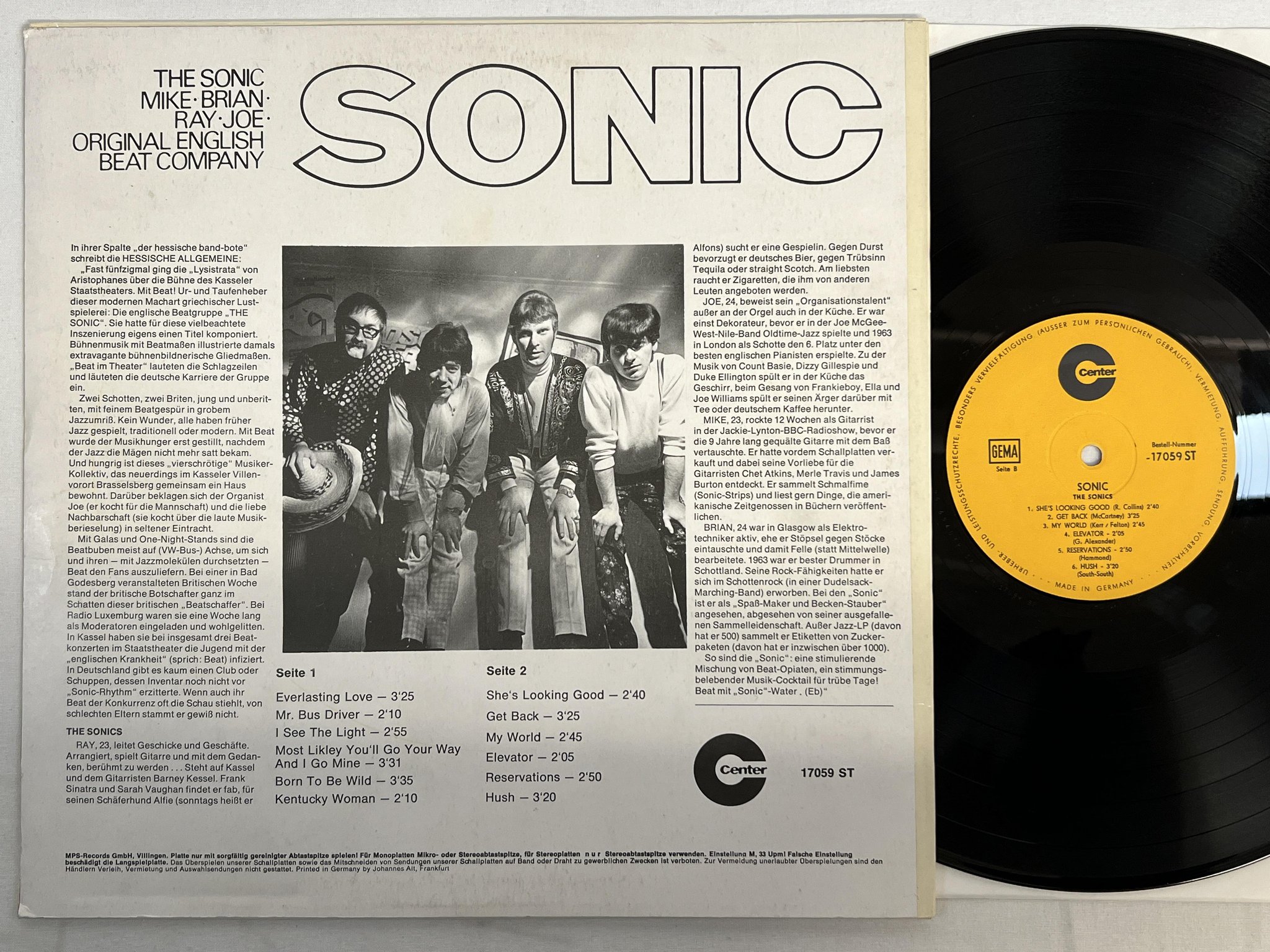 Omslagsbild för skivan THE SONICS sonic LP -69 Ger CENTER 17059 ST garage / mod ** rare **