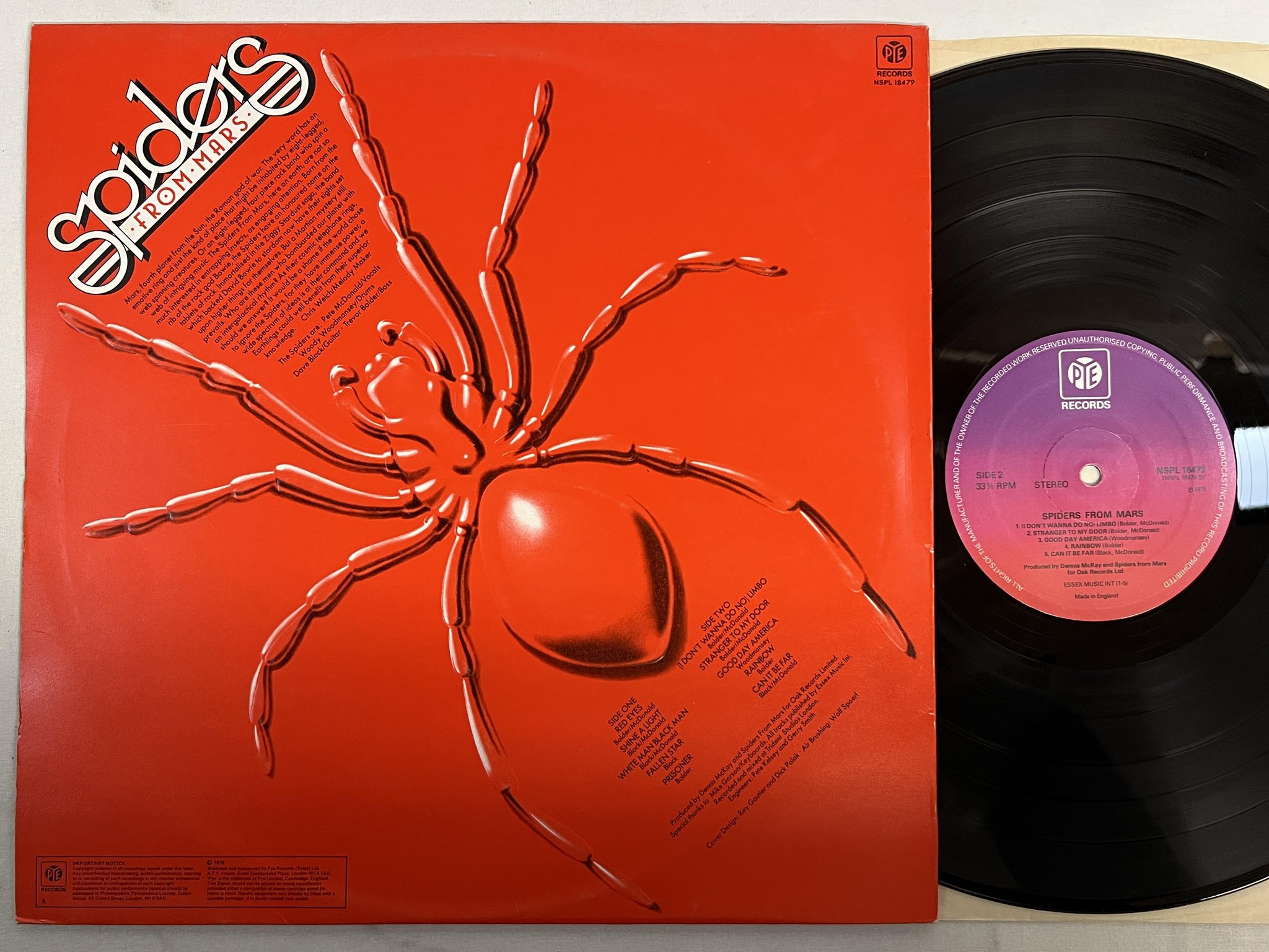 Omslagsbild för skivan SPIDERS FROM MARS s/t LP -75 PYE NSPL 18479