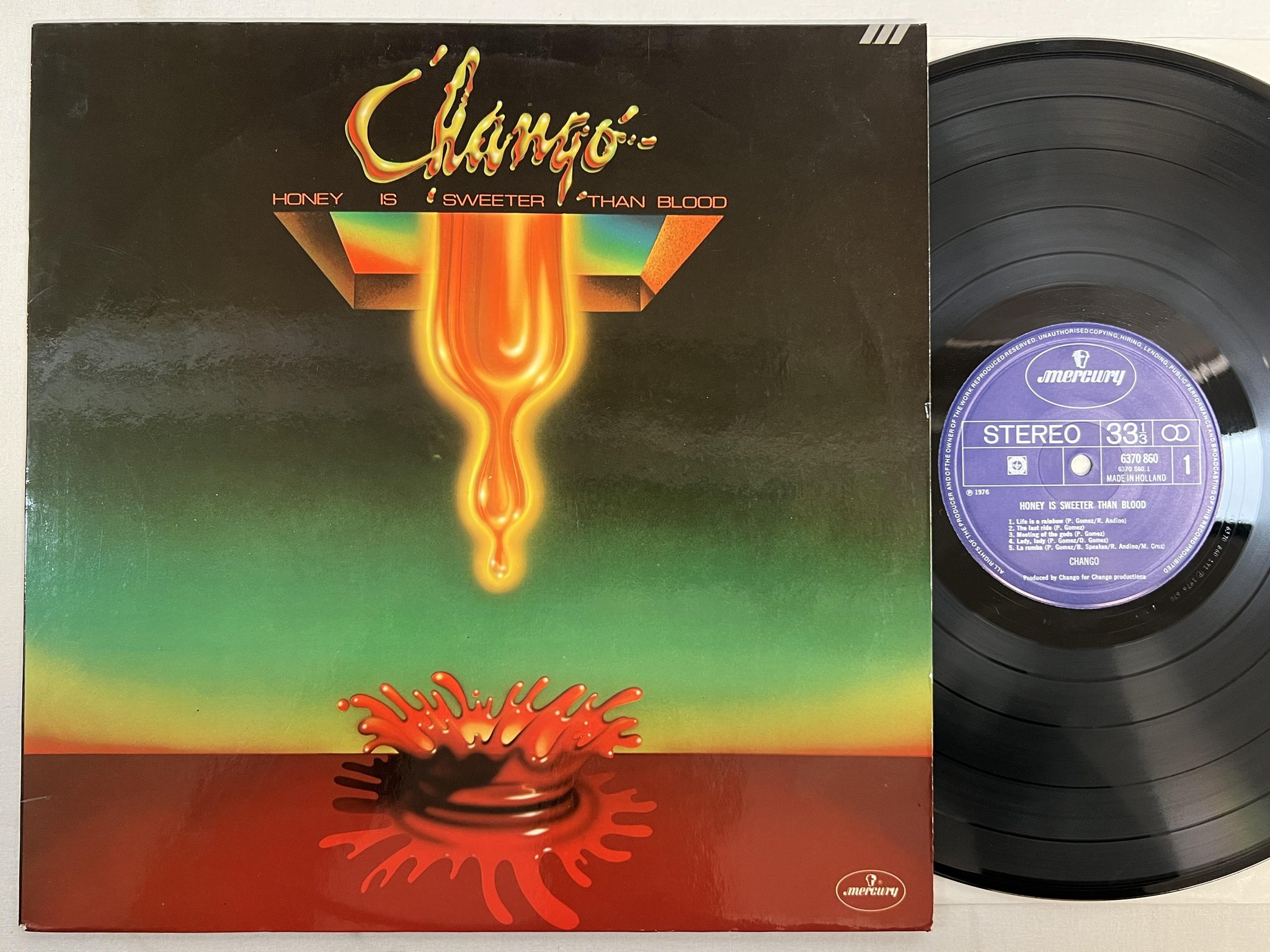 Omslagsbild för skivan CHANGO honey is sweeter than blood LP -76 Hol MERCURY 6370 860