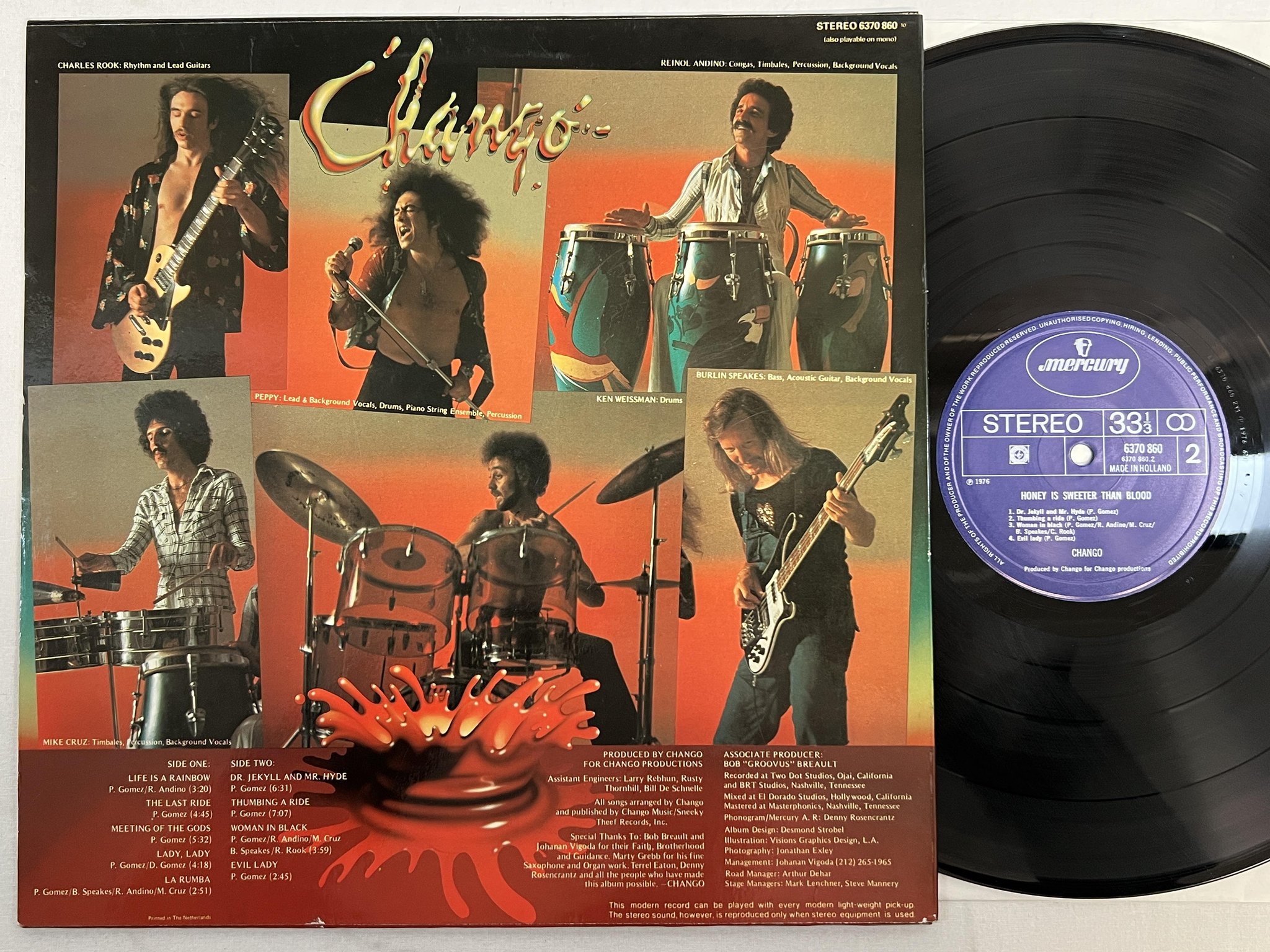 Omslagsbild för skivan CHANGO honey is sweeter than blood LP -76 Hol MERCURY 6370 860