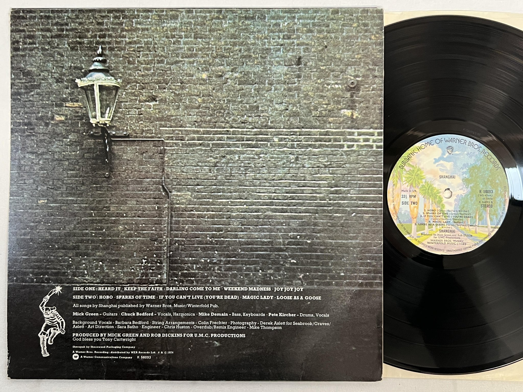 Omslagsbild för skivan SHANGHAI s/t LP -74 UK WARNER BROS K 56093 