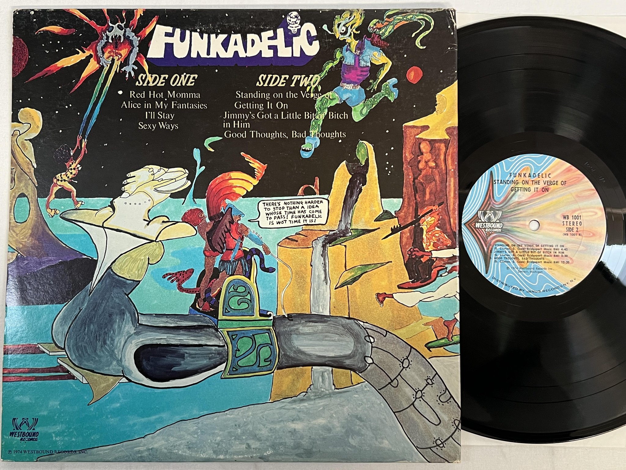 Omslagsbild för skivan FUNKADELIC standing on the verge.. LP -74 US WESTBOUND WB 1001