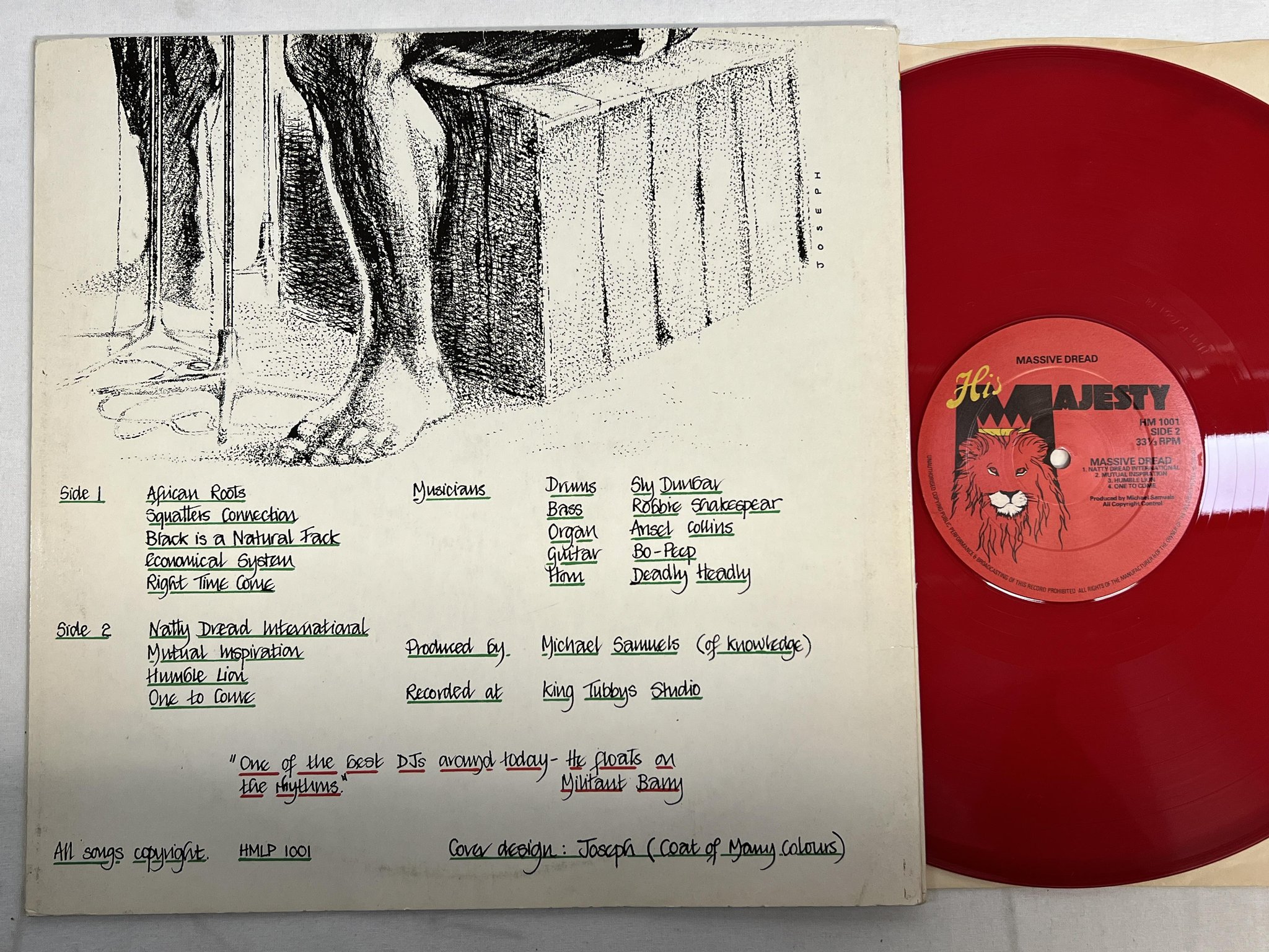 Omslagsbild för skivan MASSIVE DREAD s/t LP -79 UK HIS MAJESTY HM 1001 red vinyl ** RARE **
