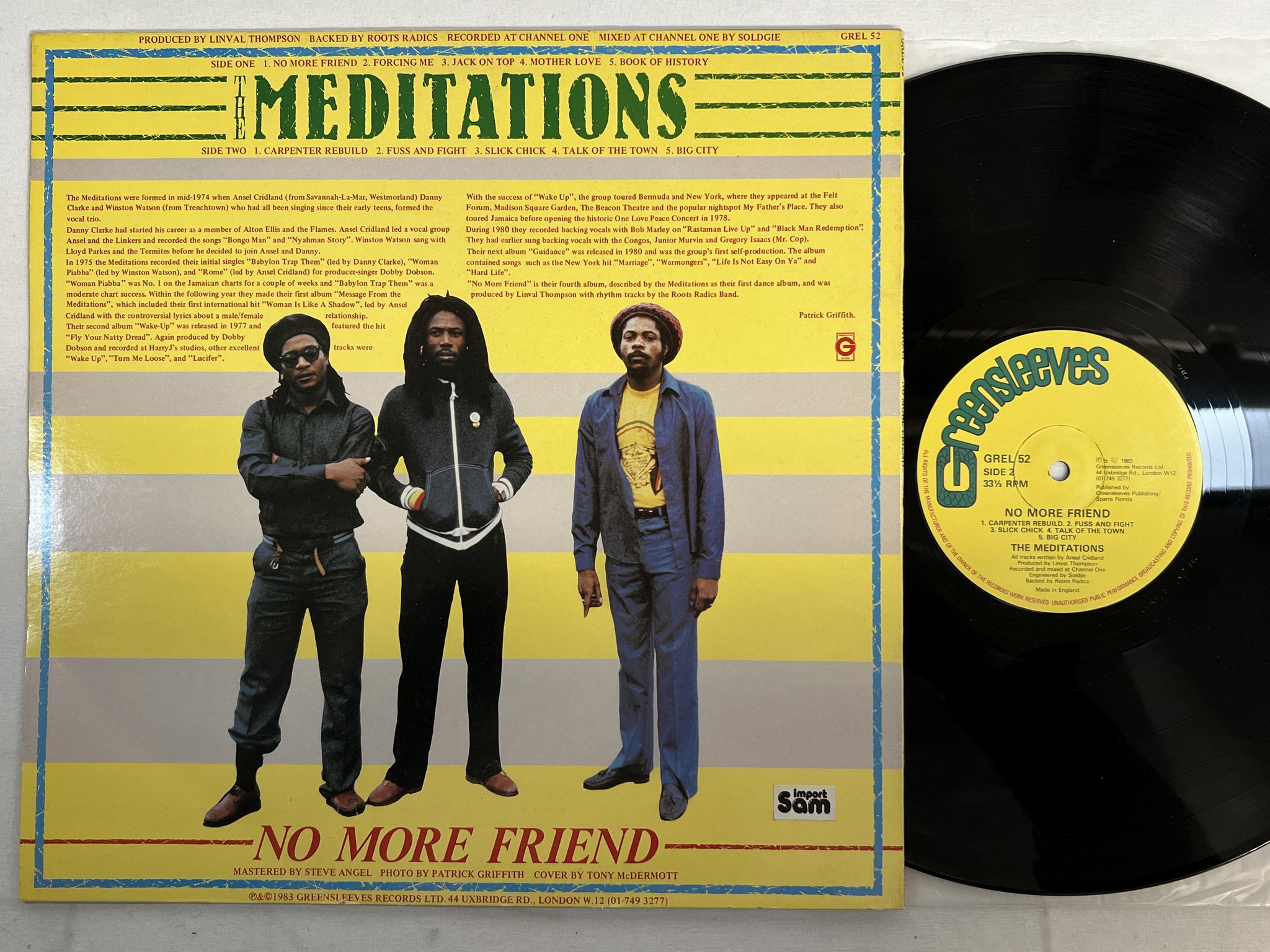 Omslagsbild för skivan THE MEDITATIONS no more friend LP -83 UK GREENSLEEVES GREL 52