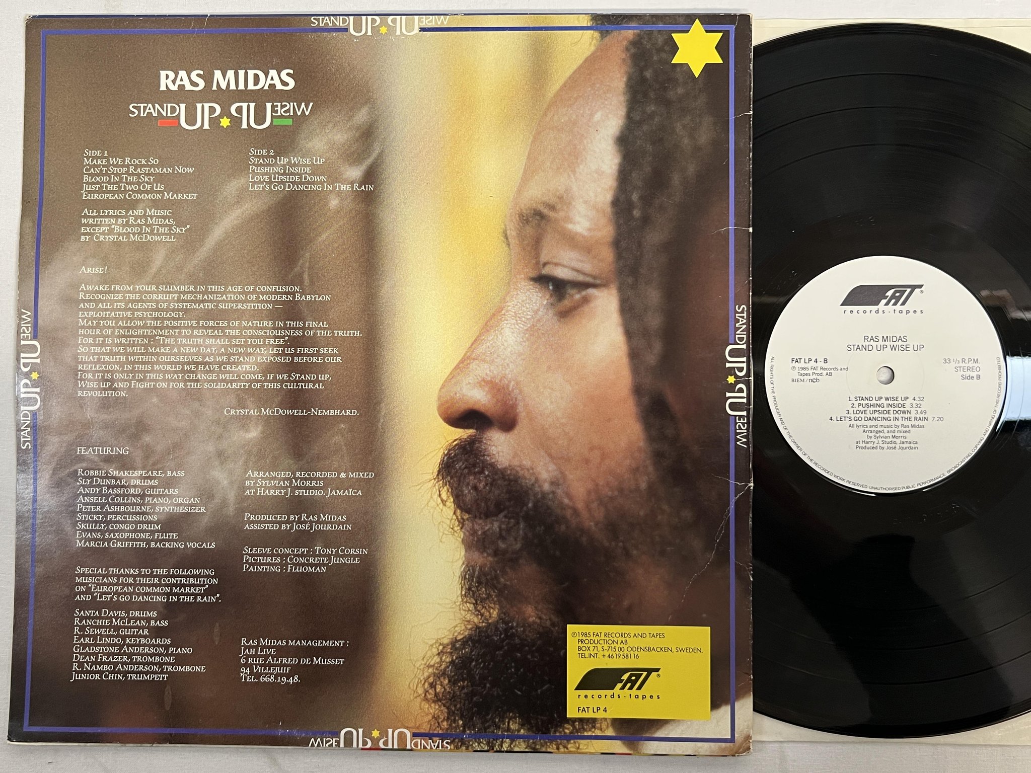 Omslagsbild för skivan RAS MIDAS Stand Up Wise Up LP -85 Swe FAT LP 4 
