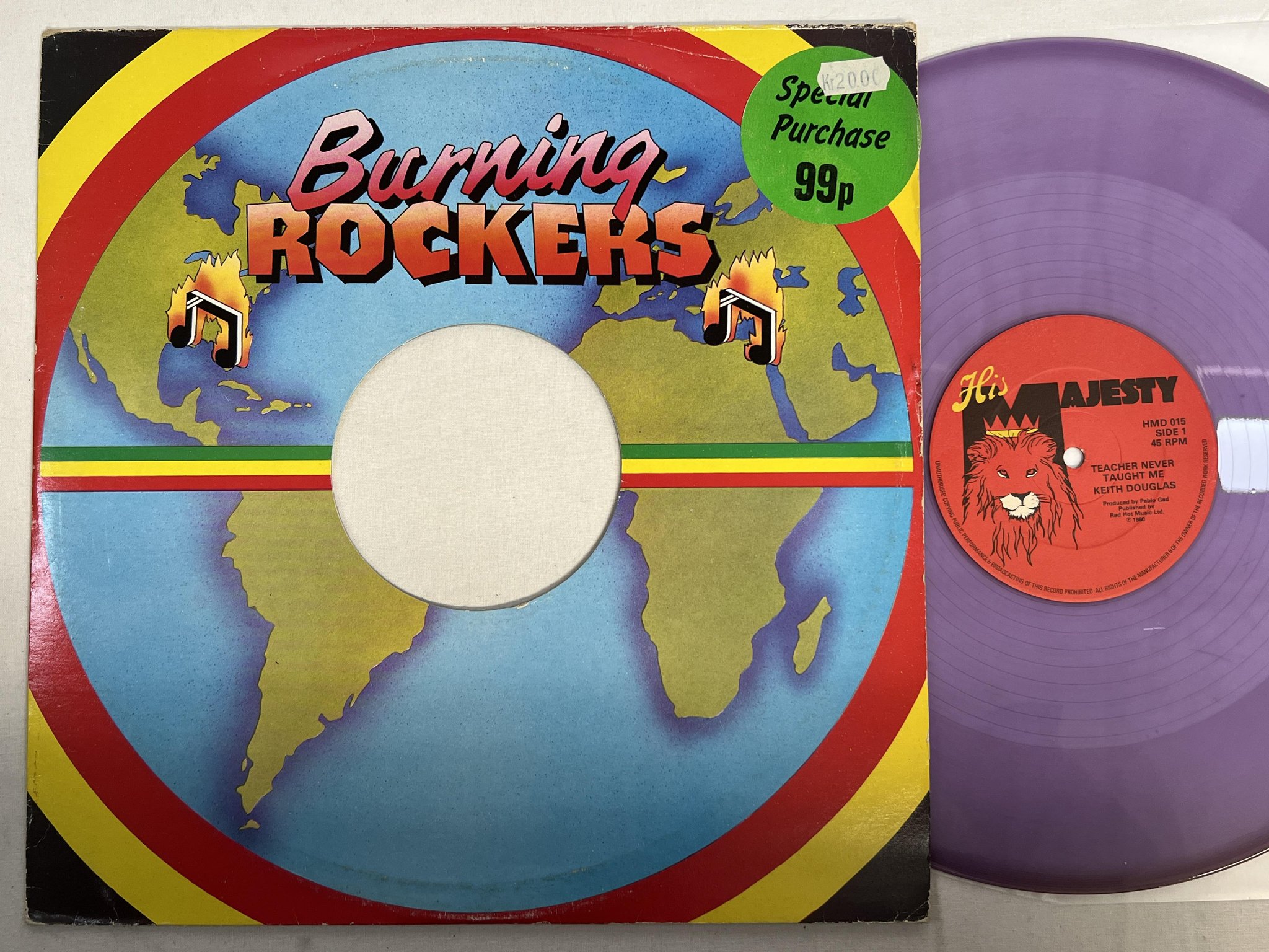 Omslagsbild för skivan KEITH DOUGLAS teacher never taught me 12"single -80 HIS MAJESTY HMD 015 * RARE *